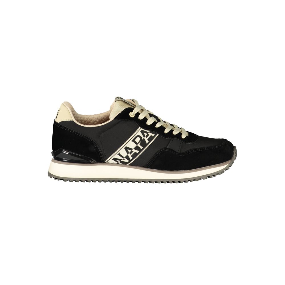 Black Polyester Athletic Sneakers