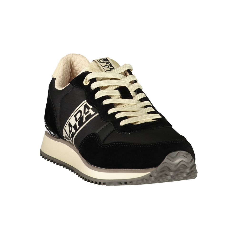 Black Polyester Athletic Sneakers