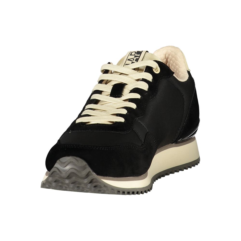 Black Polyester Athletic Sneakers