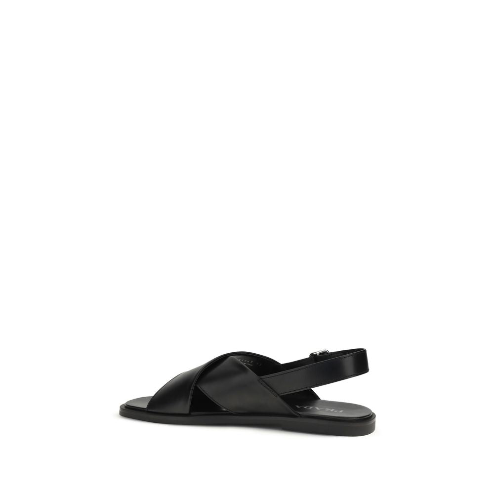 Black Calf Leather Bos Taurus Sandals