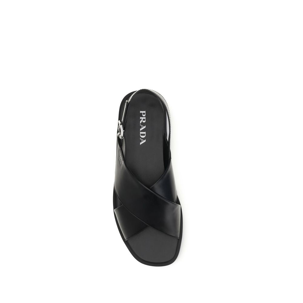 Black Calf Leather Bos Taurus Sandals