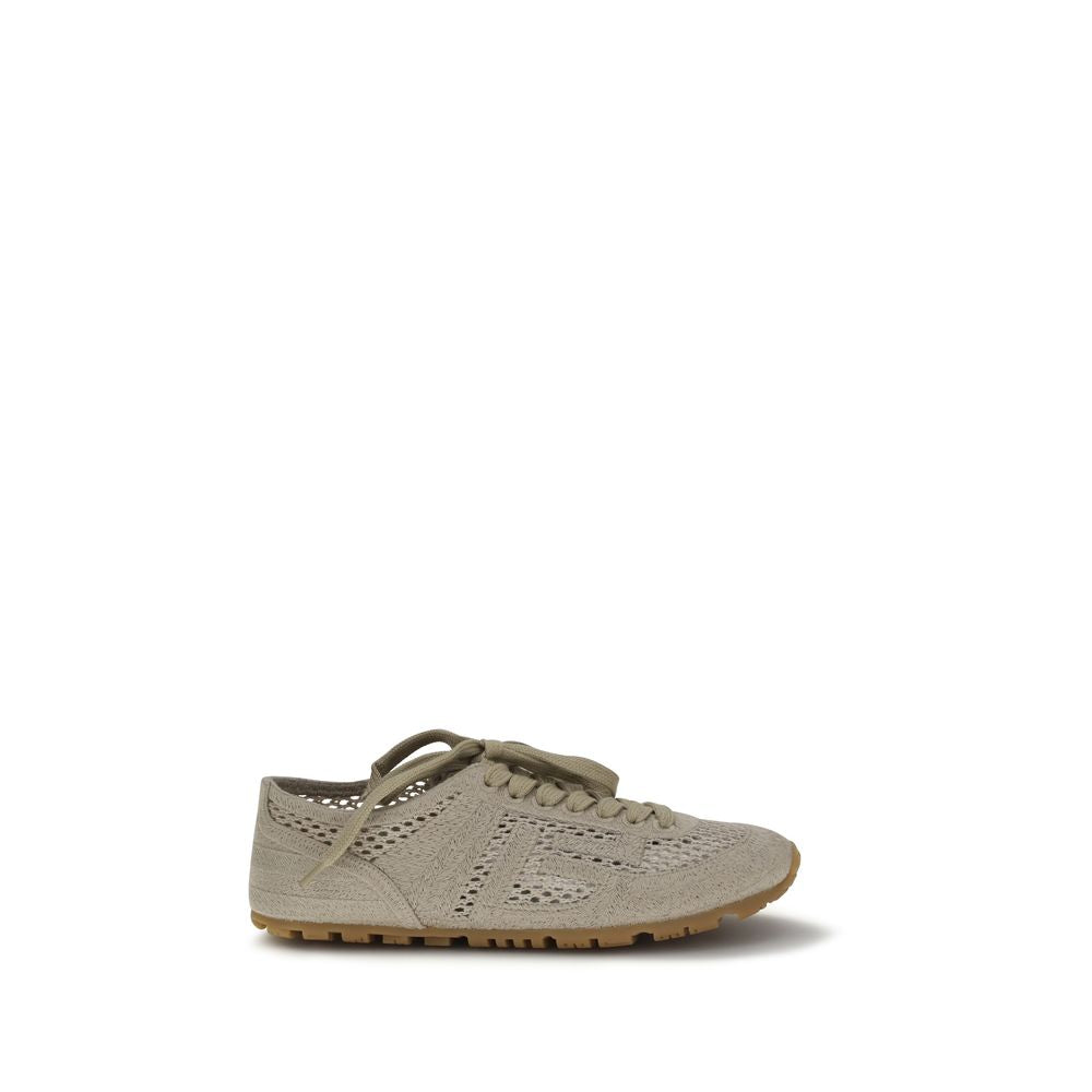 Beige Cotton Athletic Sneakers