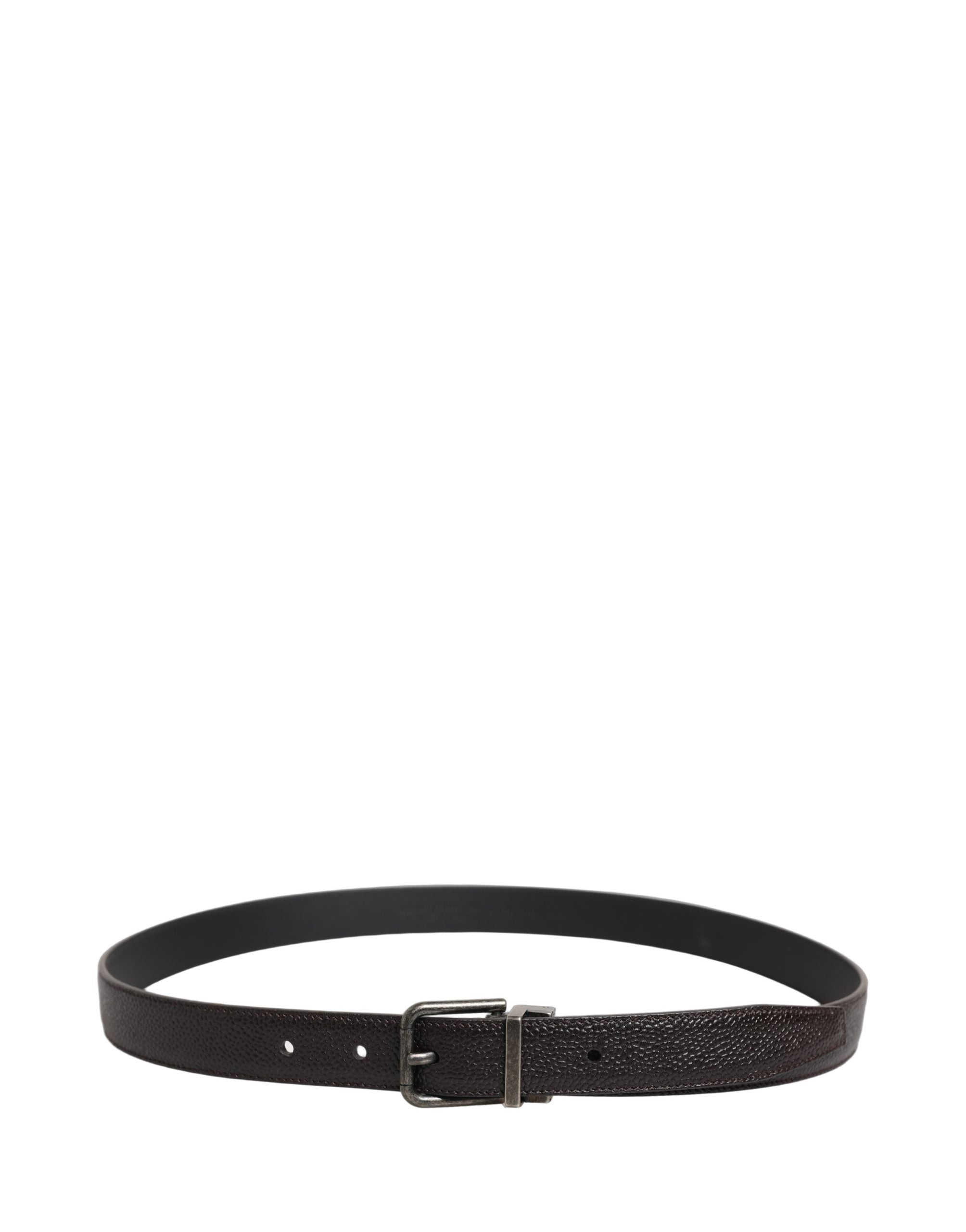 Brown Calf Leather Vintage Style Silver Buckle Belt