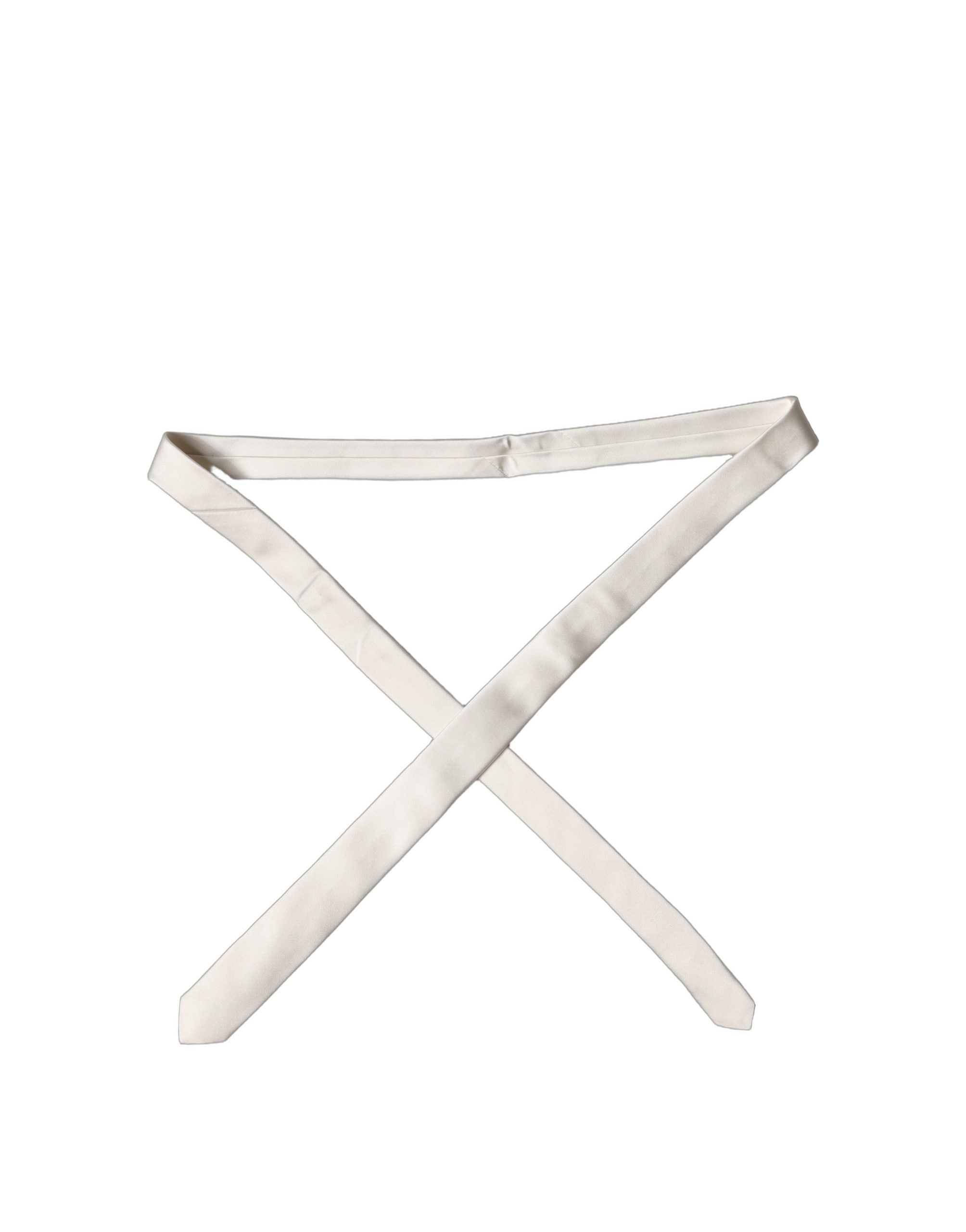 Pánská kravata s nastavitelným vázáním Off White Solid ze 100% hedvábí