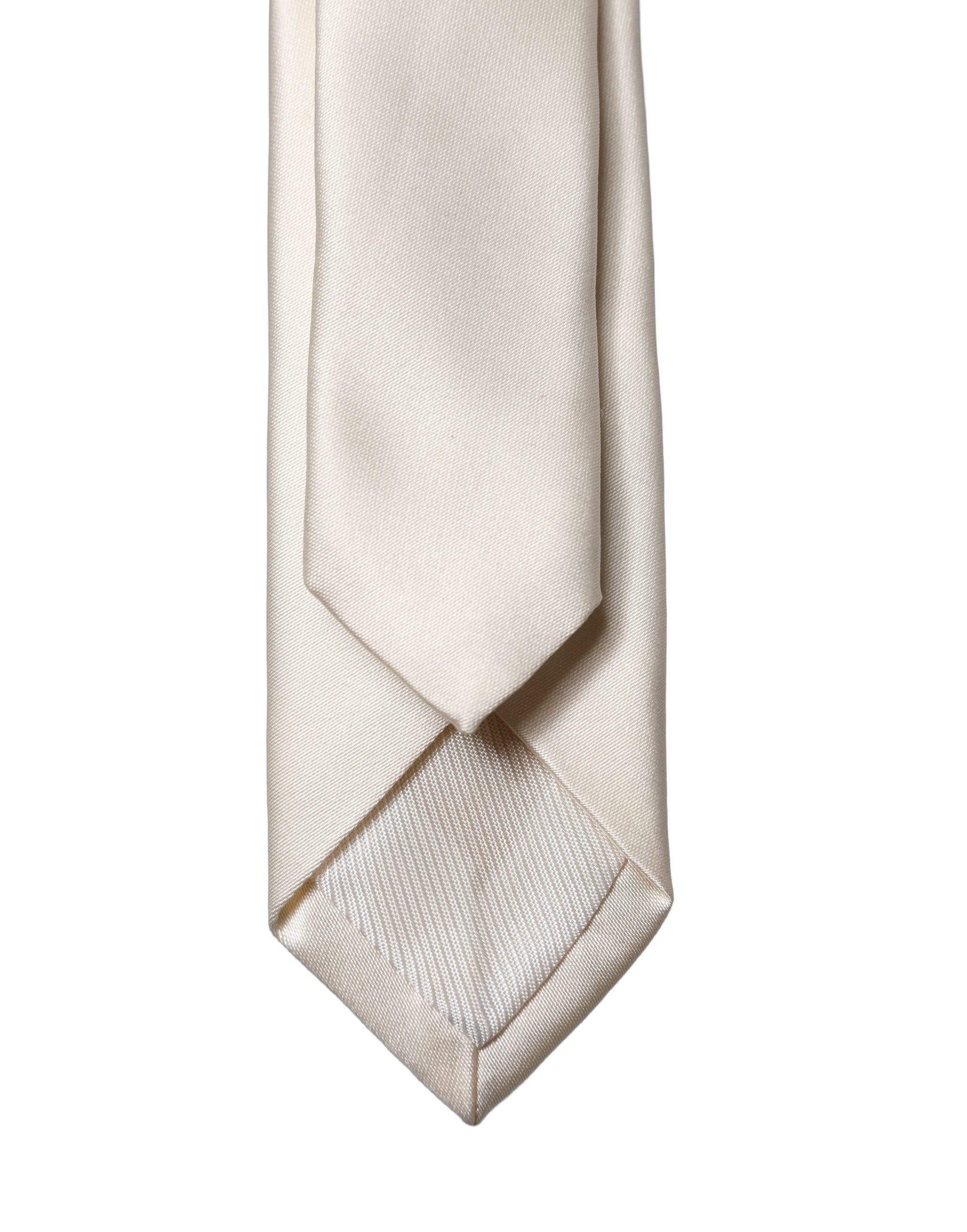 Pánská kravata s nastavitelným vázáním Off White Solid ze 100% hedvábí