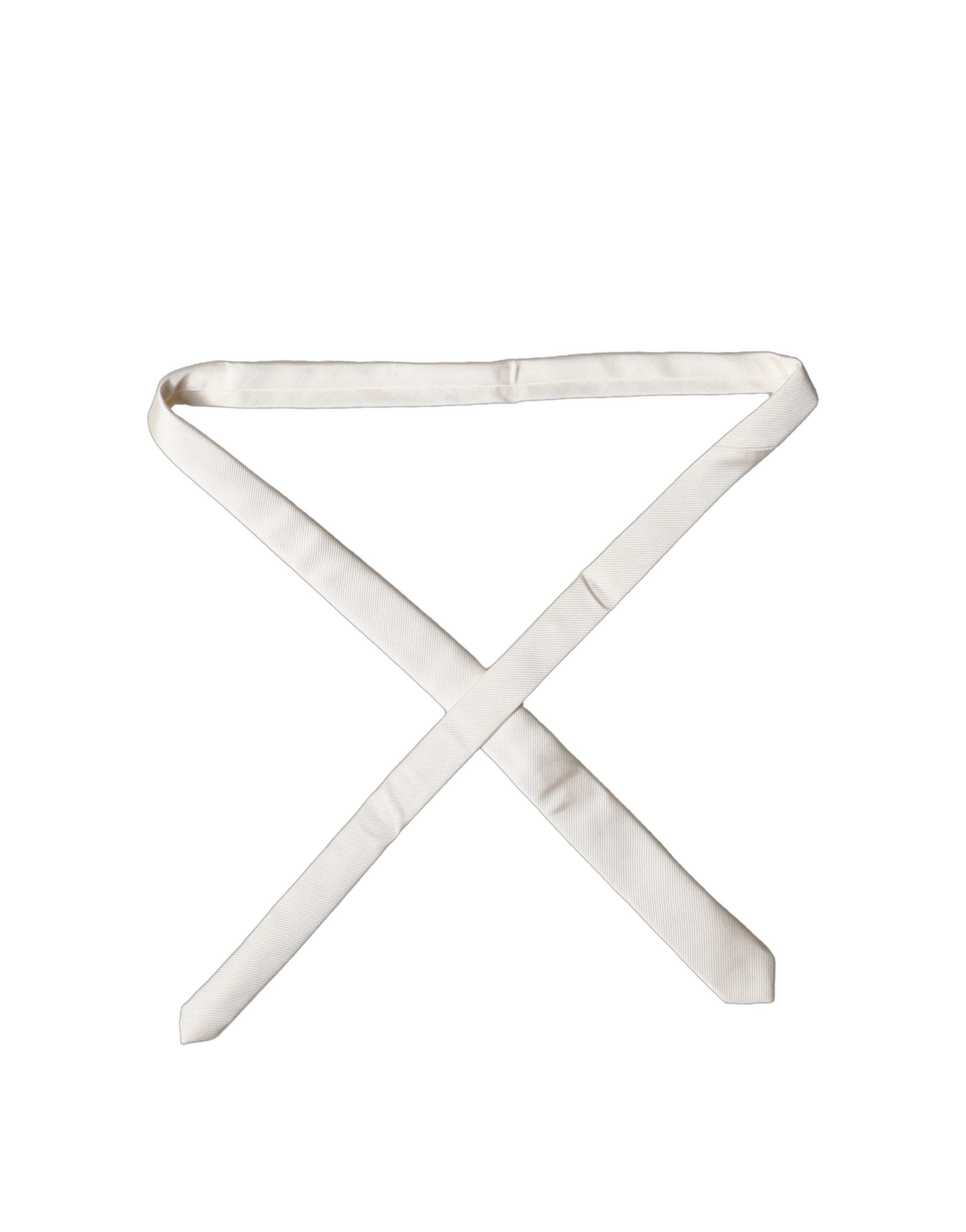 Pánská kravata s nastavitelným vázáním Off White Solid ze 100% hedvábí