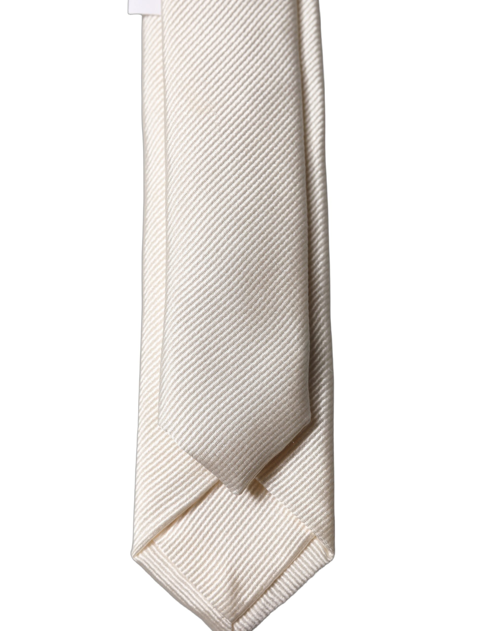 Pánská kravata s nastavitelným vázáním Off White Solid ze 100% hedvábí