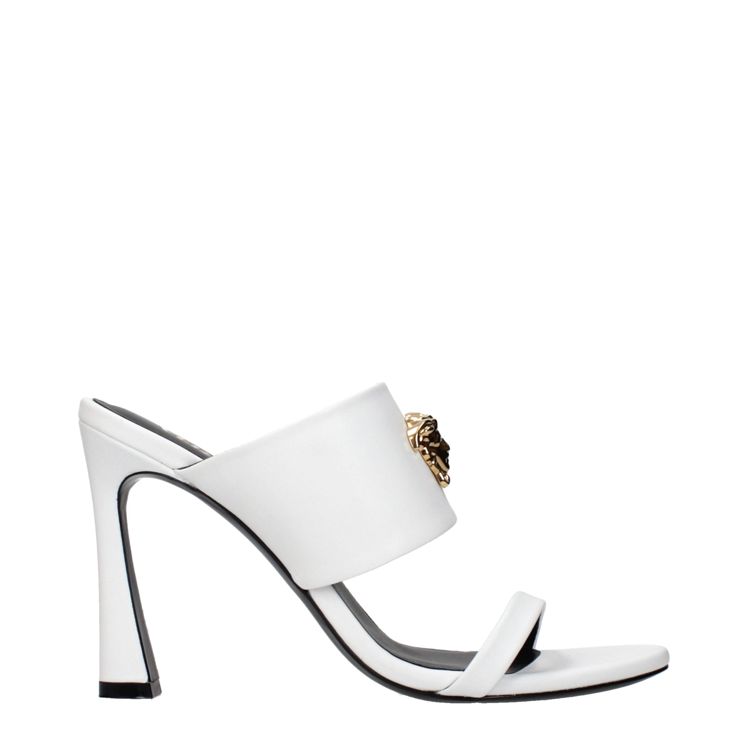 Blue Leather Stiletto Heel Sandals
