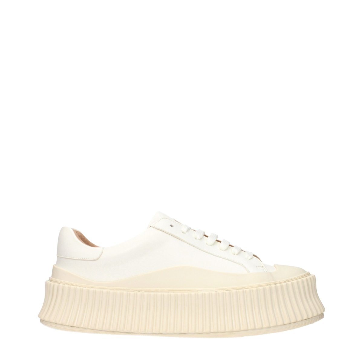 White Leather Platform Sneakers - styloora.cz
