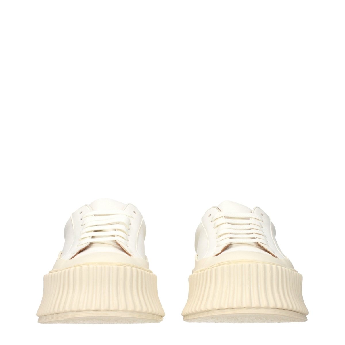 White Leather Platform Sneakers - styloora.cz