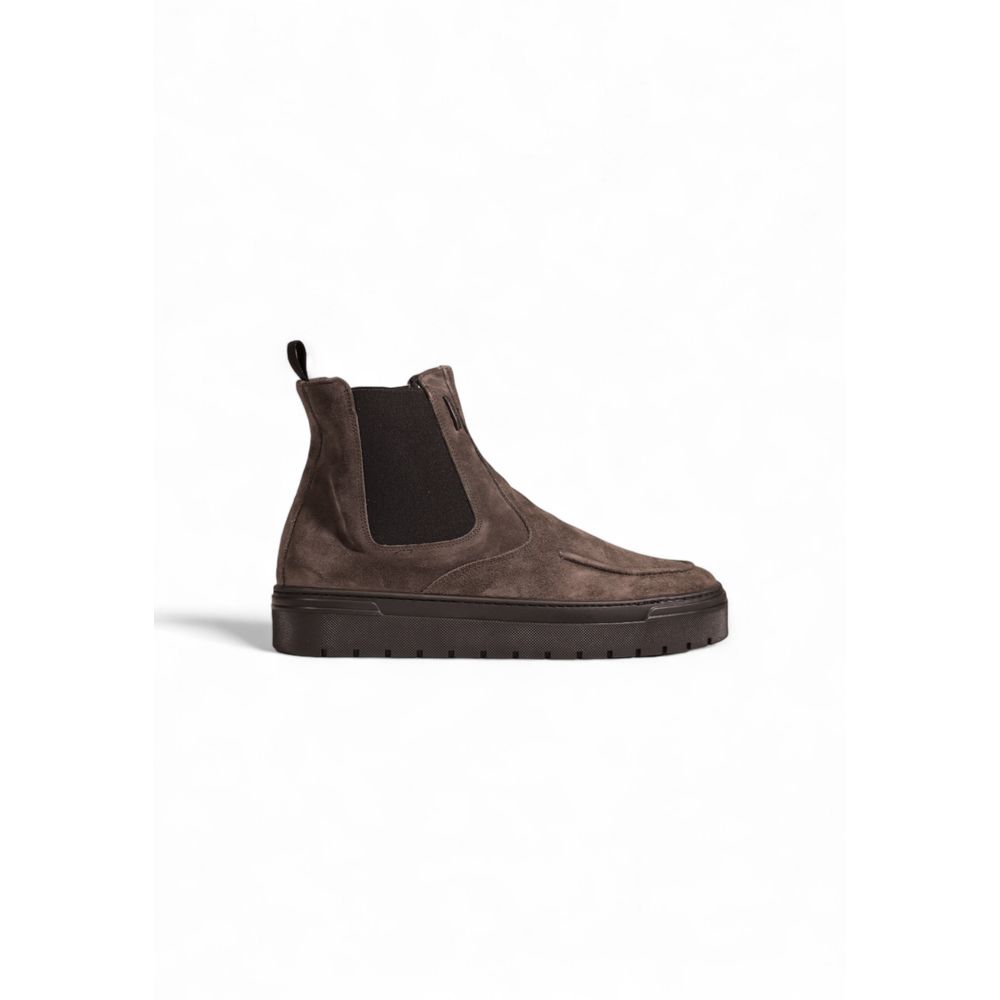 Gray Suede Leather Chelsea Boots