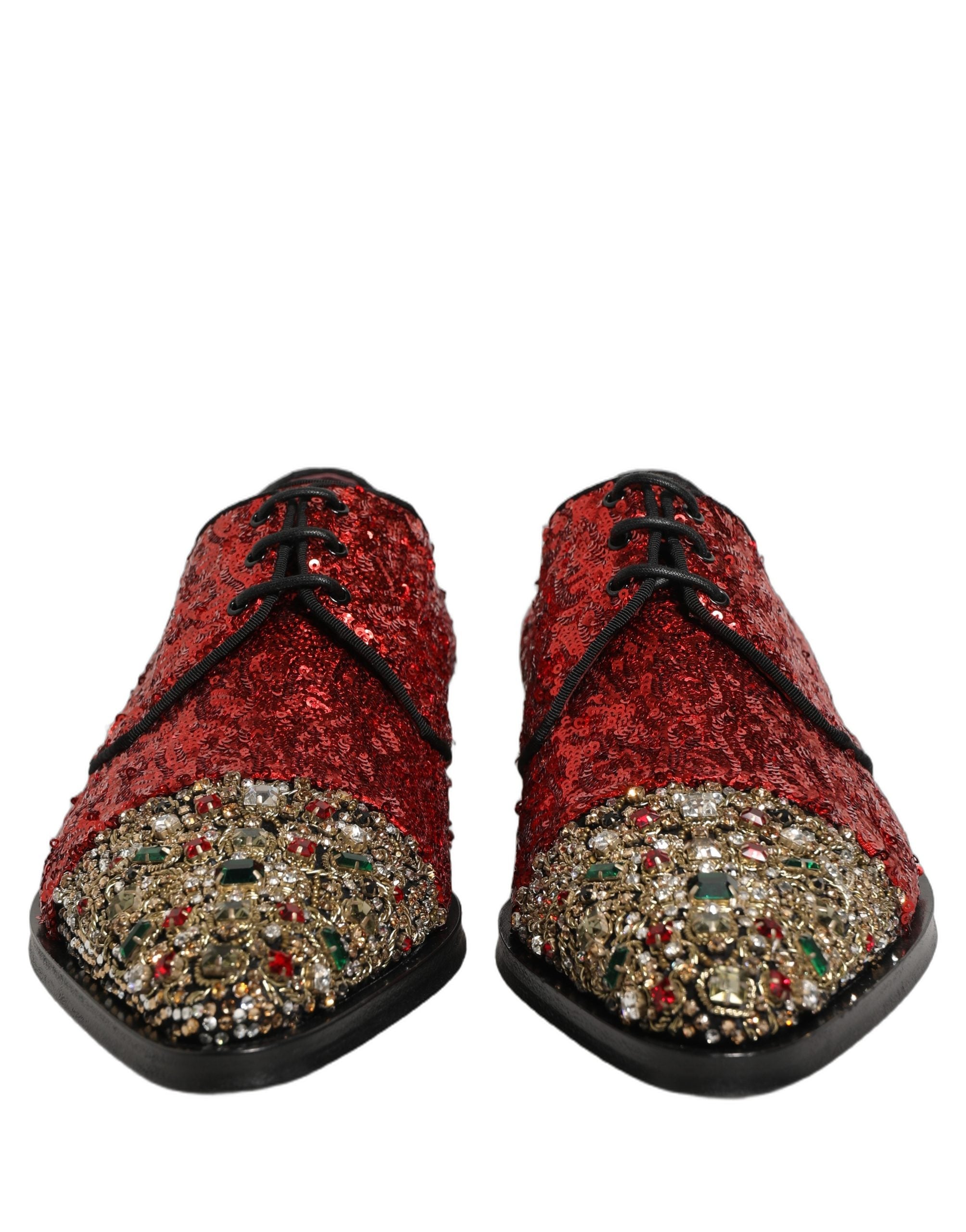 Red Sequin Embellished Men Derby Dress Shoes