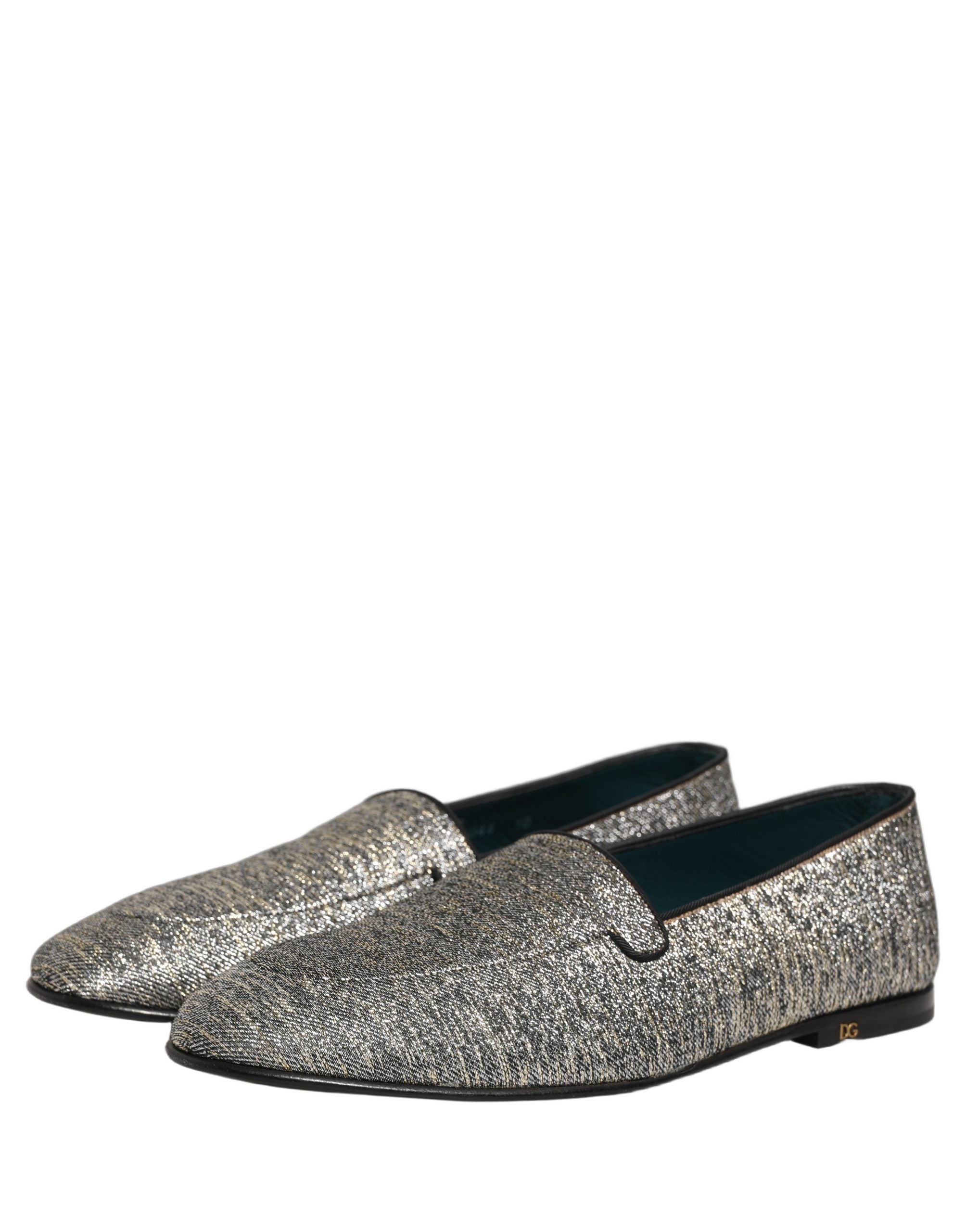 Gray Lurex Glitter Men Dress Loafers Shoes