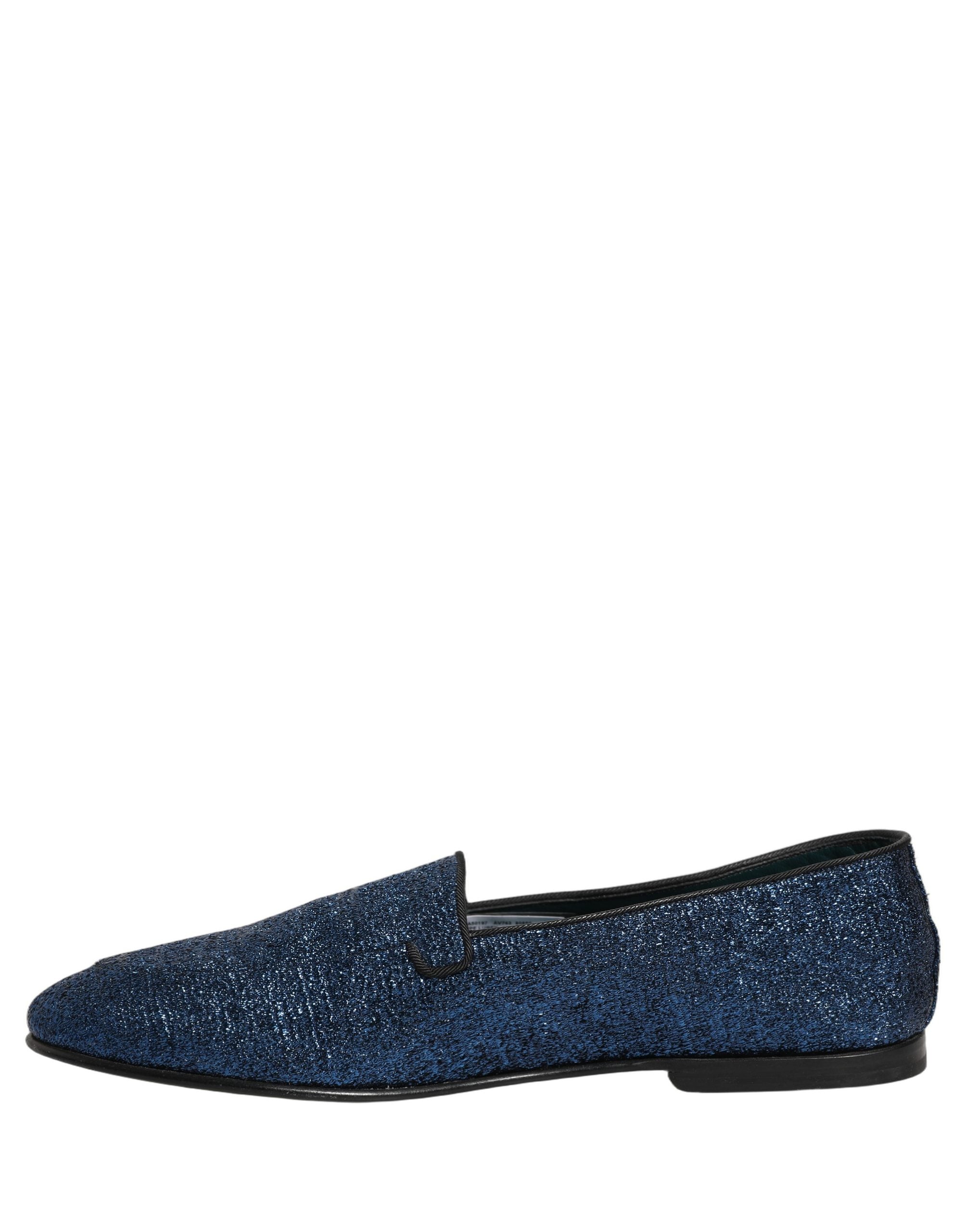 Blue Glitter Lurex DG Logo Dress Loafers Shoes