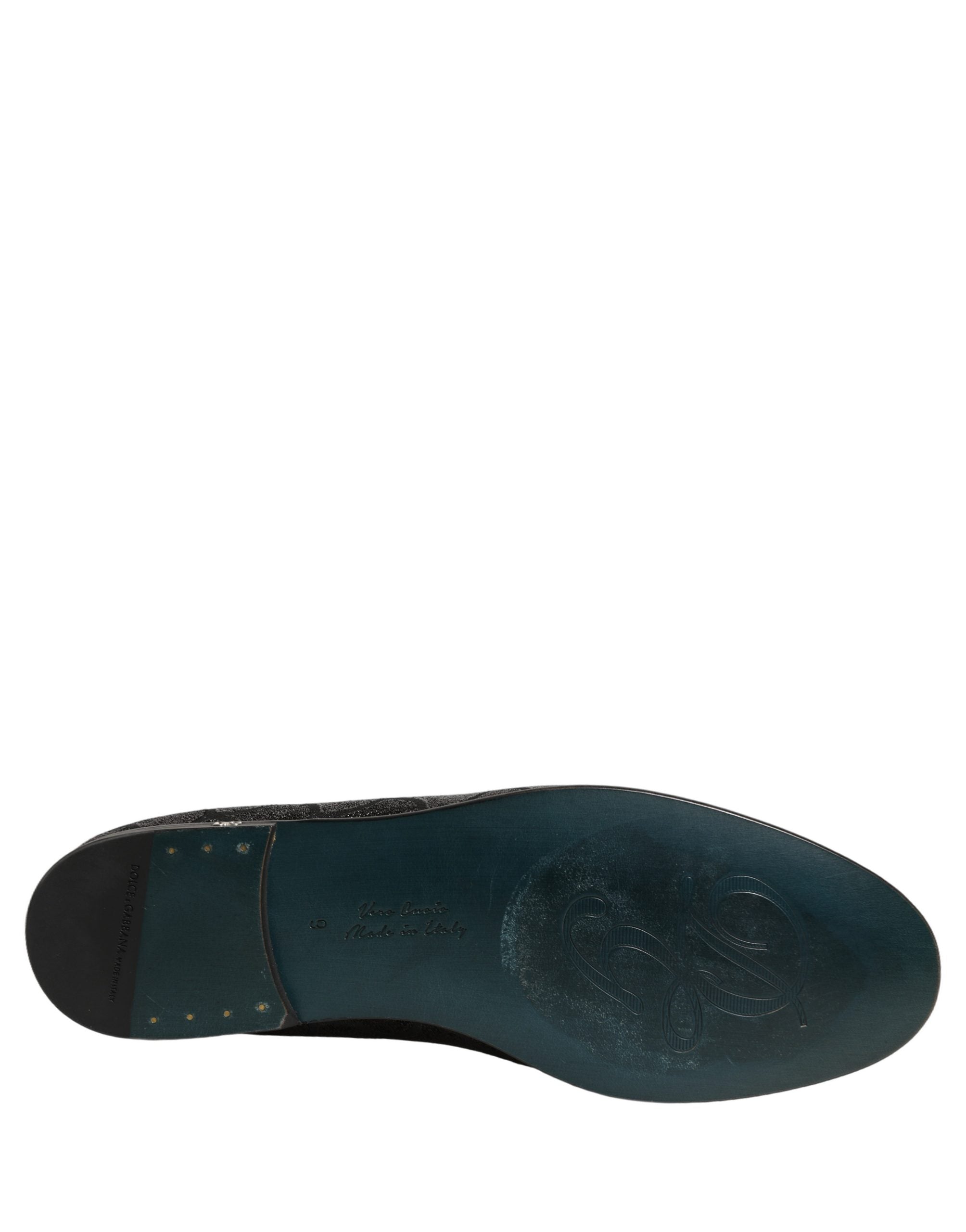 Black Glitter Brocade Men Dress Loafers Shoes