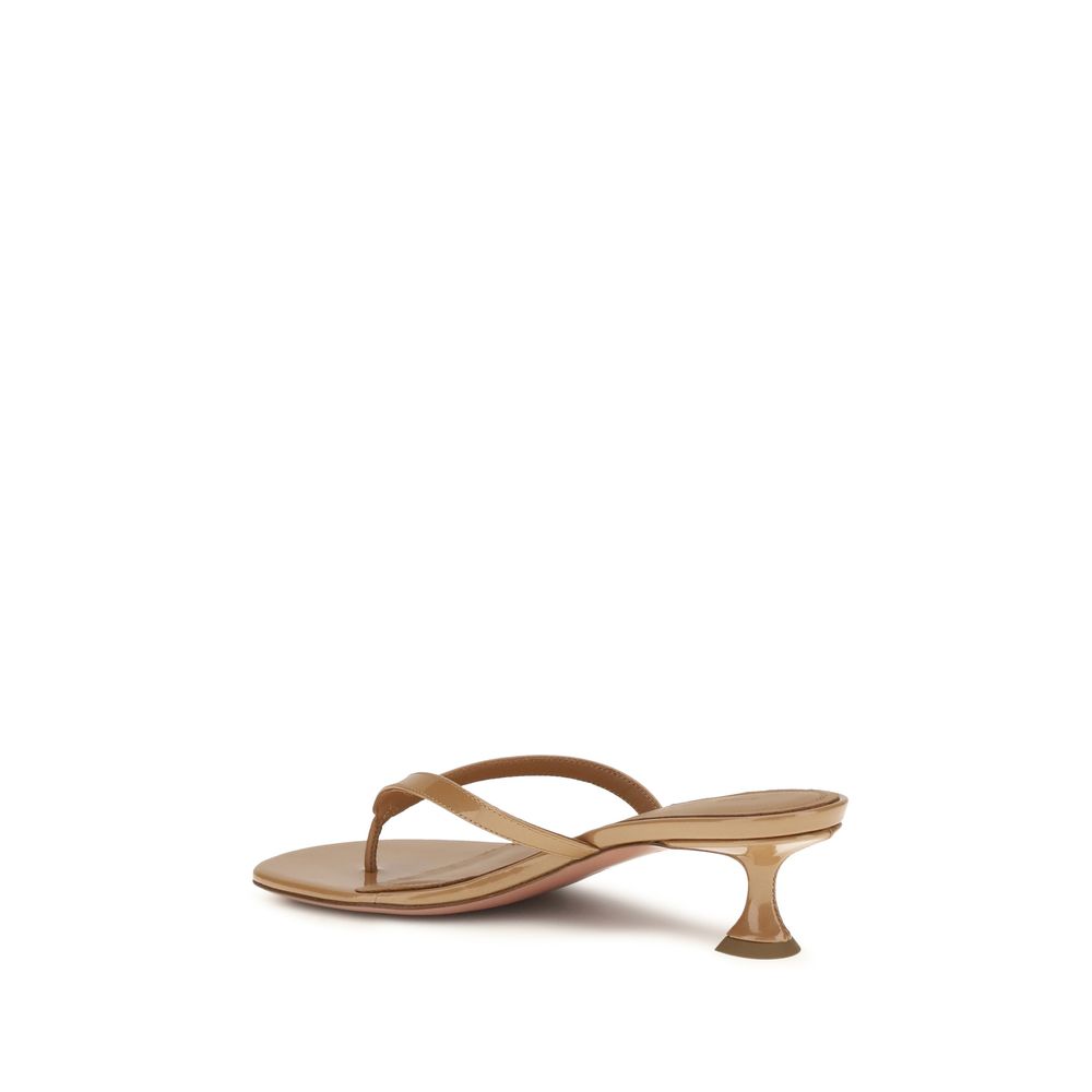 Beige Calf Leather Bos Taurus Flat Sandals