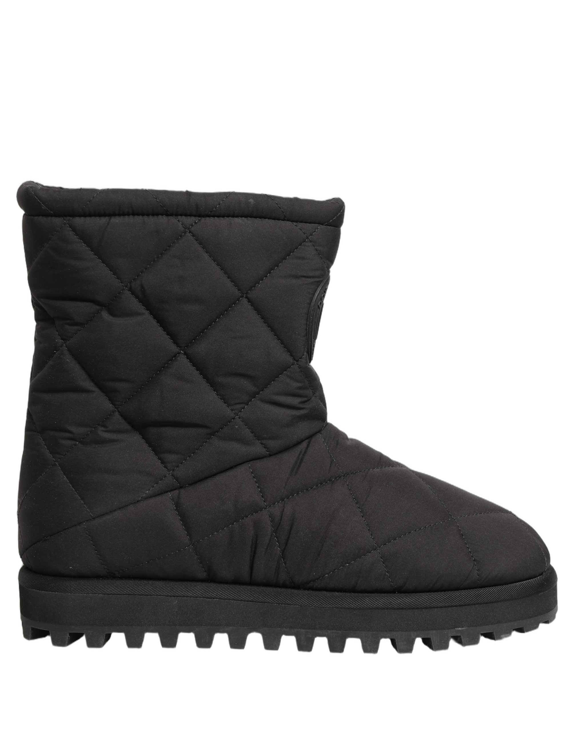 Black Quilted Effect Mid Calf Boots Shoes