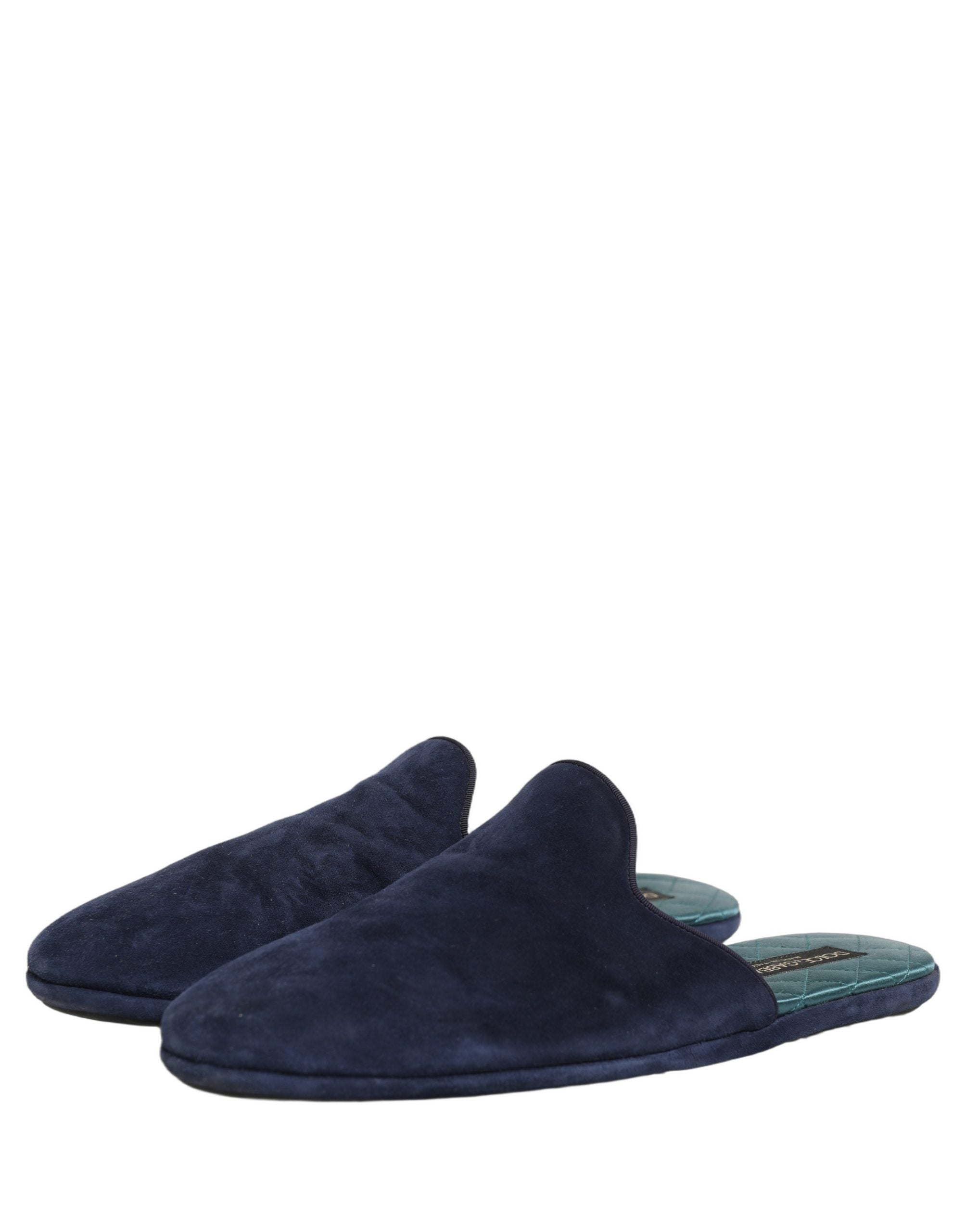 Blue Suede Slides Flat Slipper Men Shoes