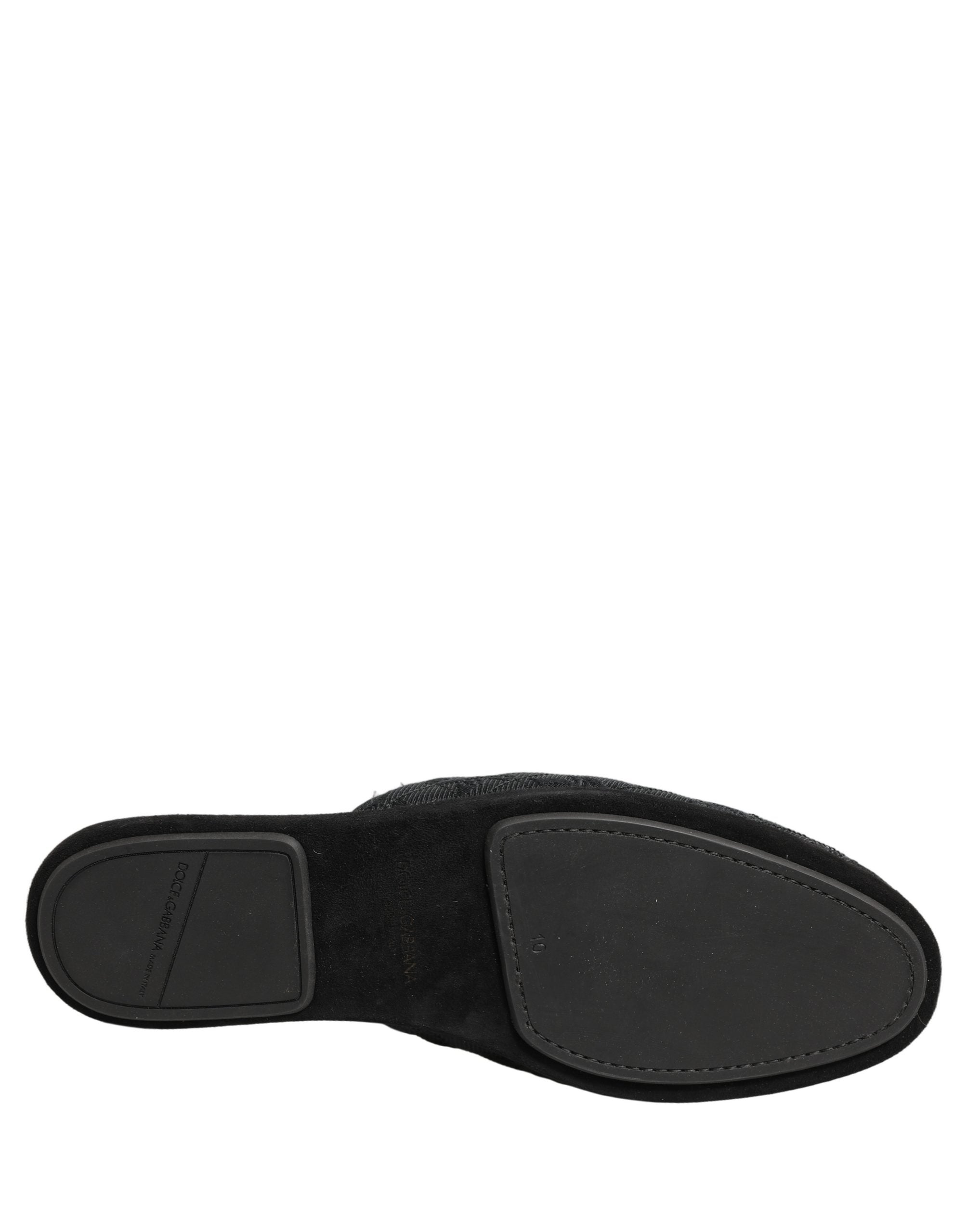 Black Floral Brocade Slides Slippers Shoes