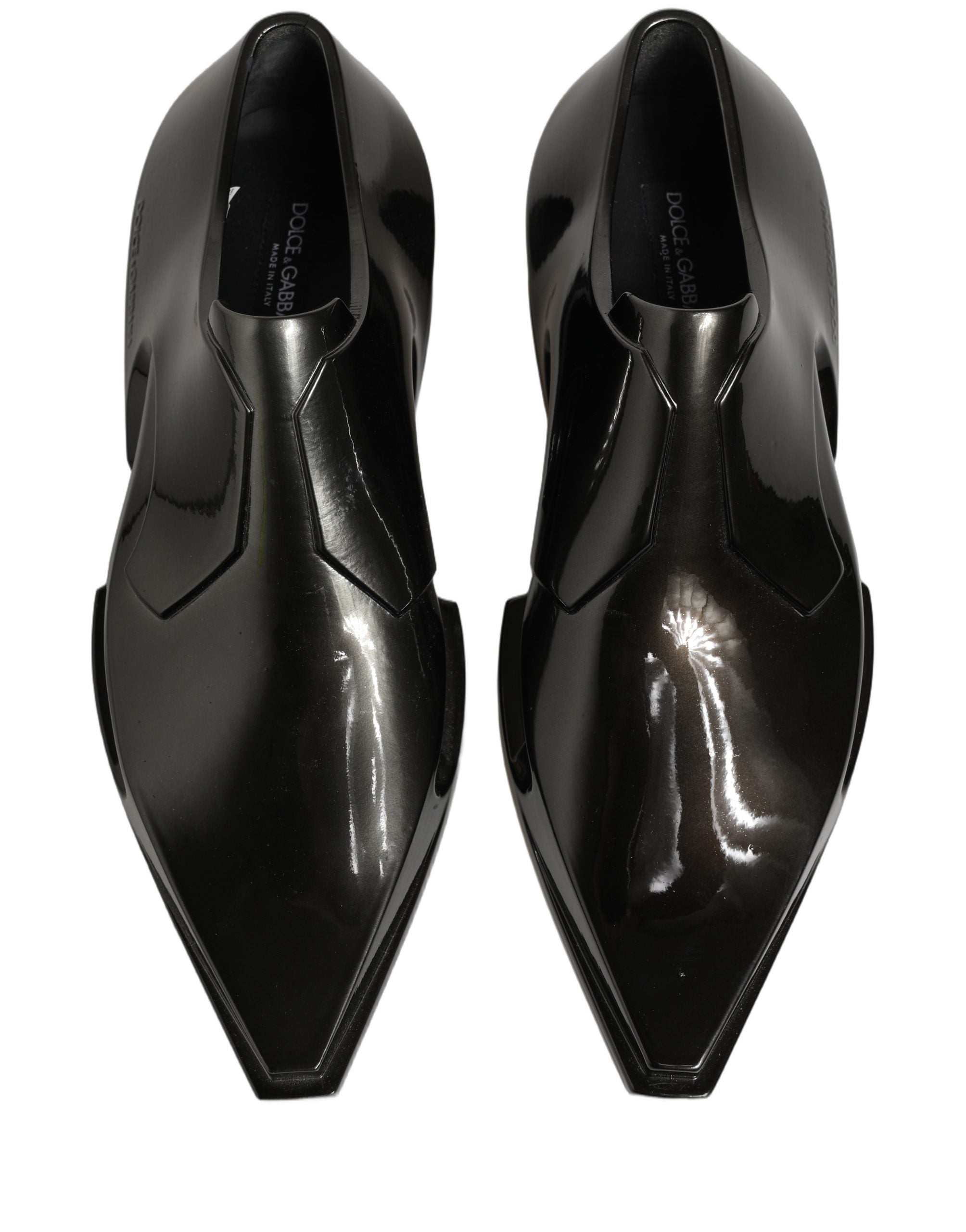 Dress Shiny Black Slip On Plastic Dress Shoes