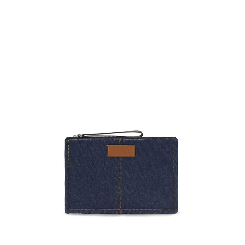 Blue Cotton Clutch Bag