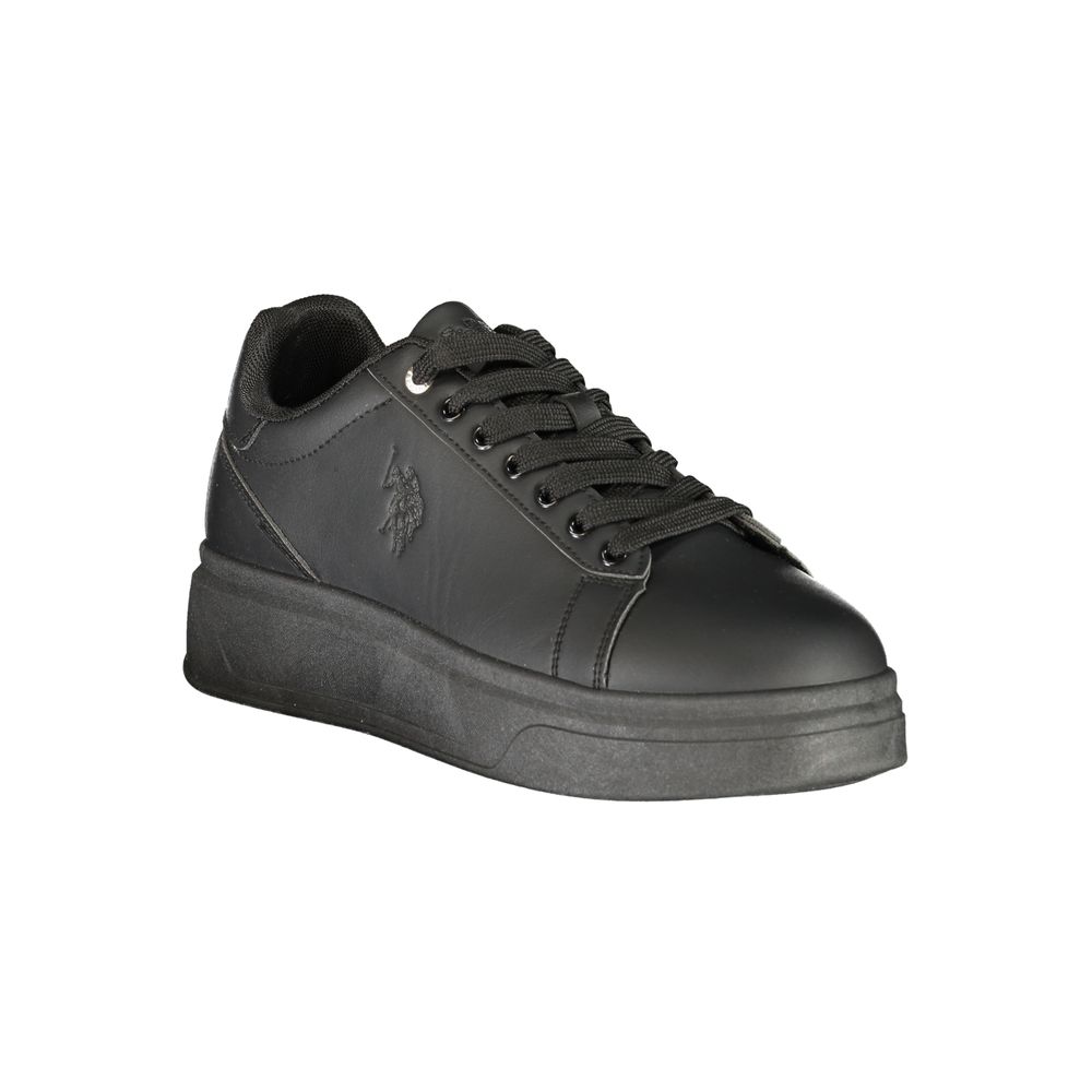 Black Polyester Athletic Sneakers