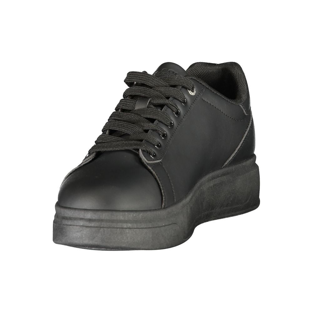 Black Polyester Athletic Sneakers