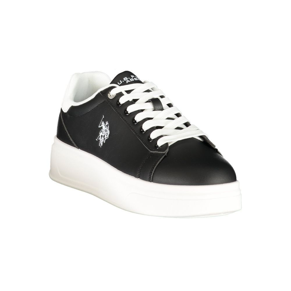 Black Polyester Athletic Sneakers