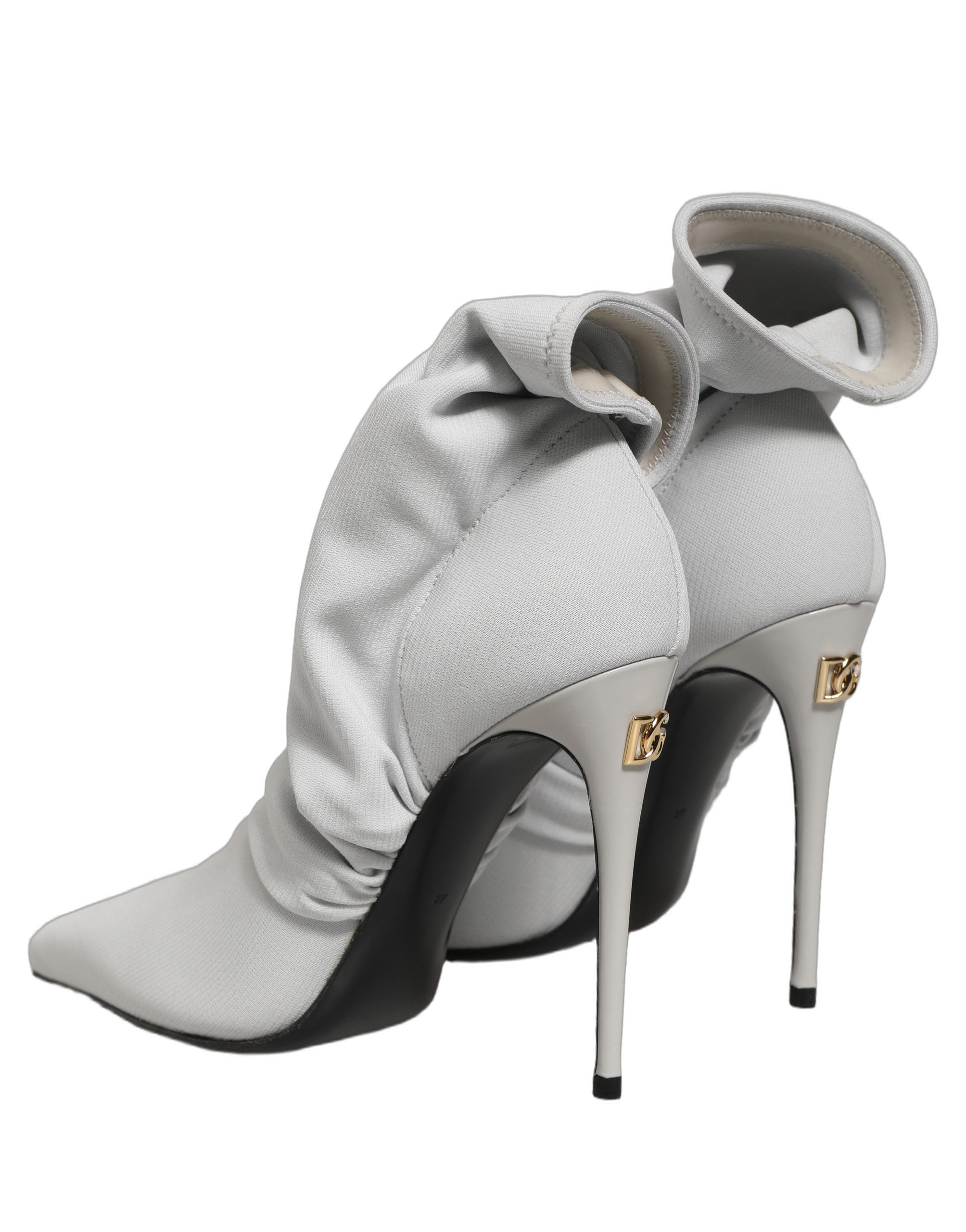 Gray Stretch Socks Heels Ankle Boots Shoes