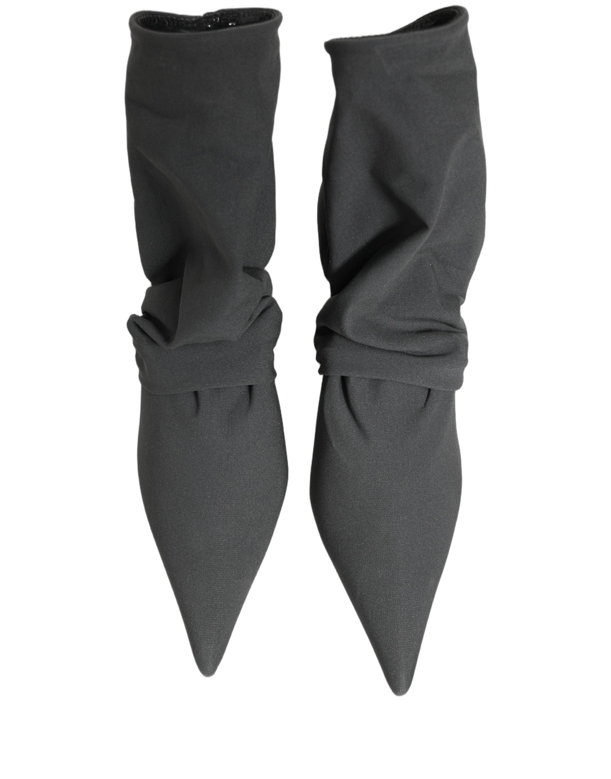 Gray Stretch Socks Heels Ankle Boots Shoes