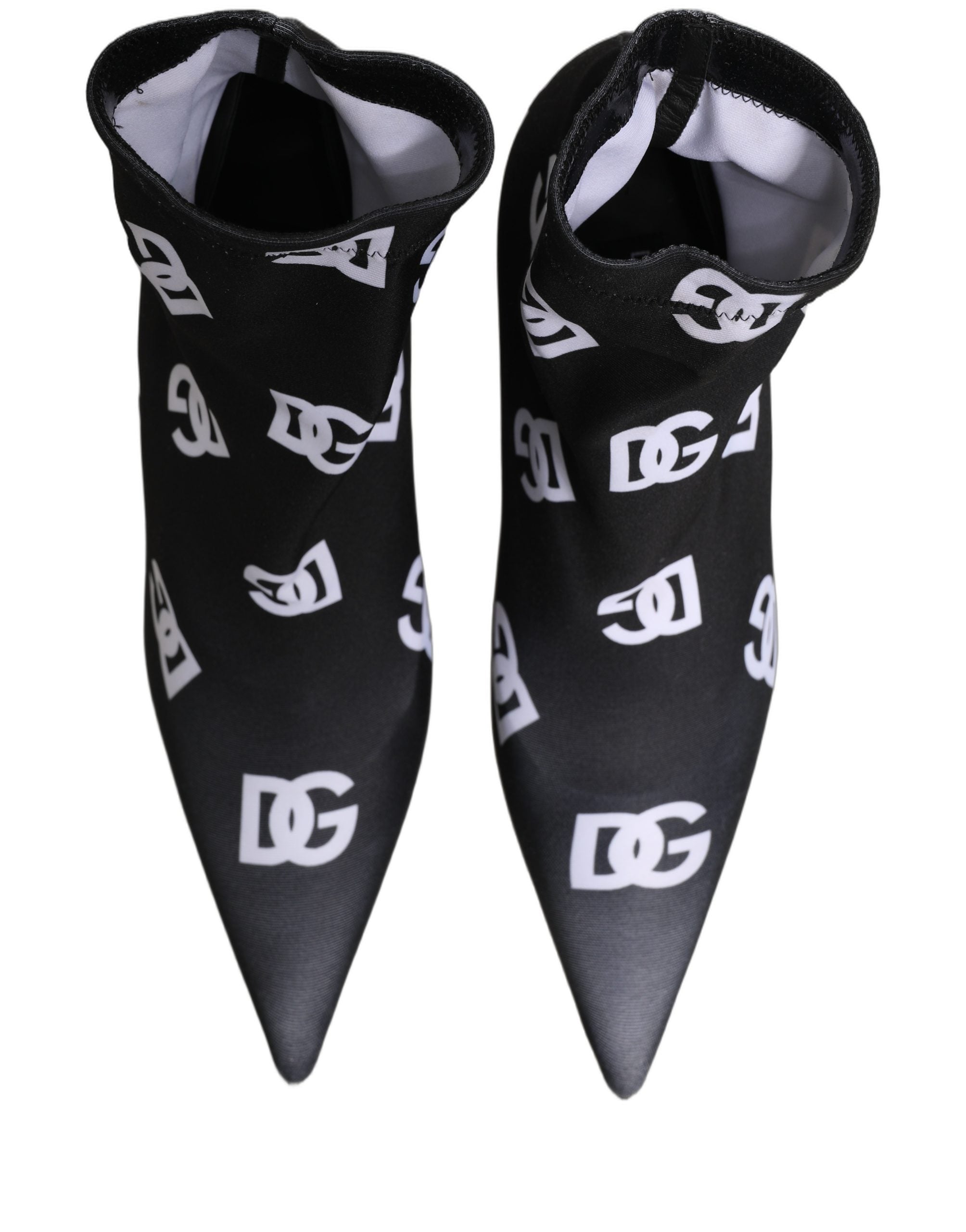 Black Logo Stretch Heels Ankle Boots Shoes