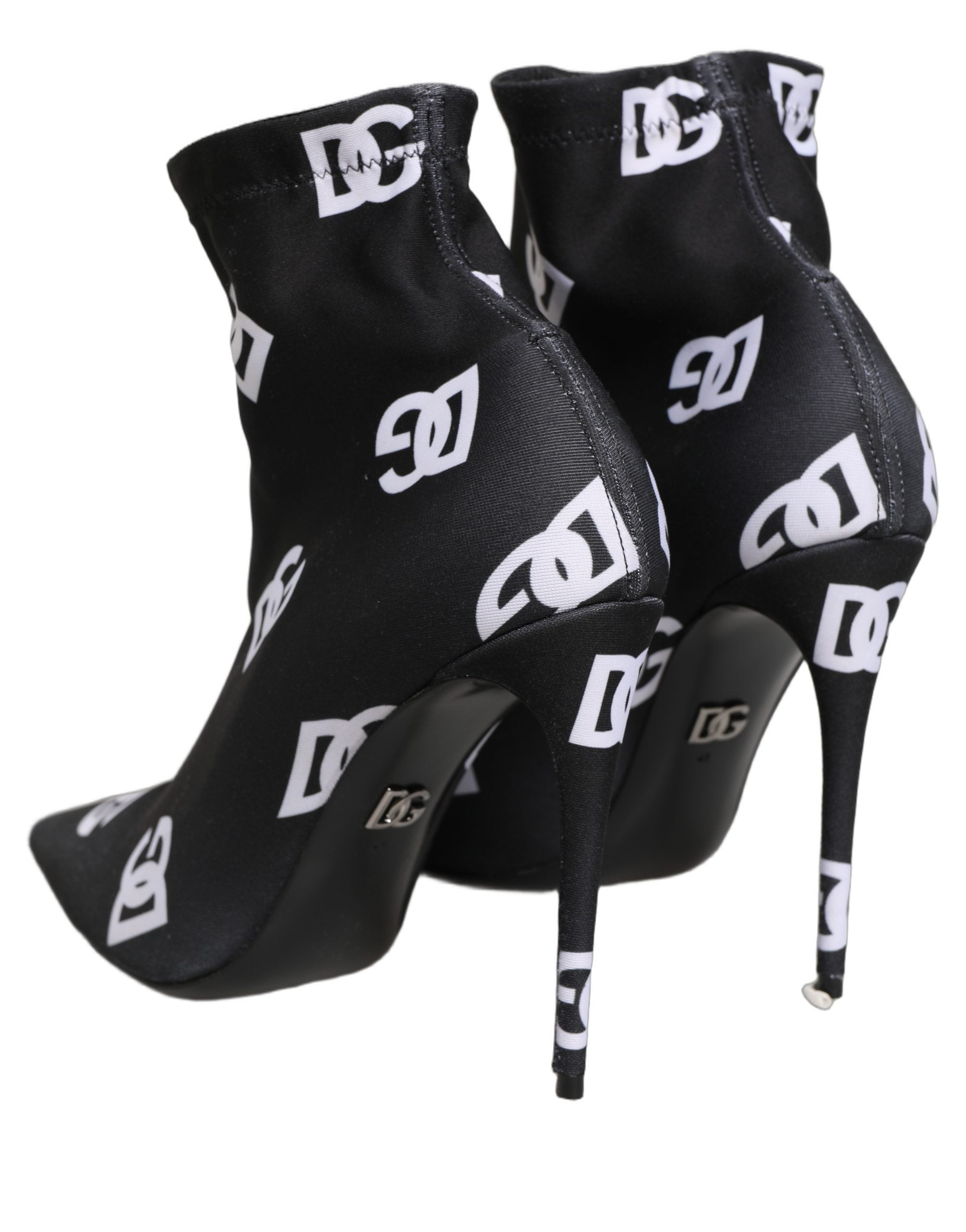 Black Logo Stretch Heels Ankle Boots Shoes