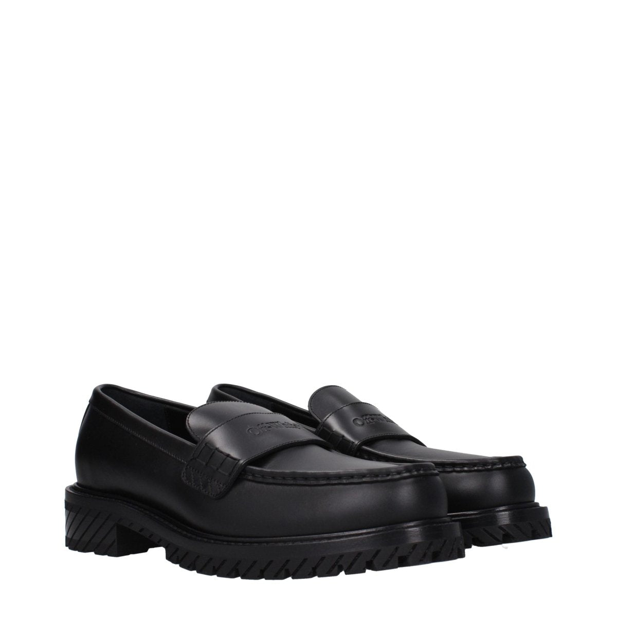 Black Leather Slip - On Loafers - styloora.cz