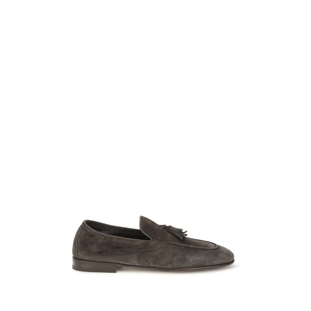 Beige Calf Leather Bos Taurus Slip-On Loafers