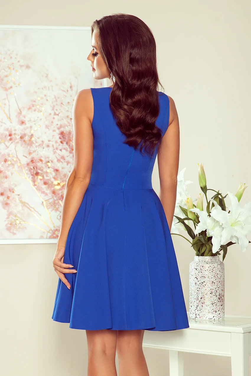 Flared dress – heart-shaped neckline – Royal Blue
