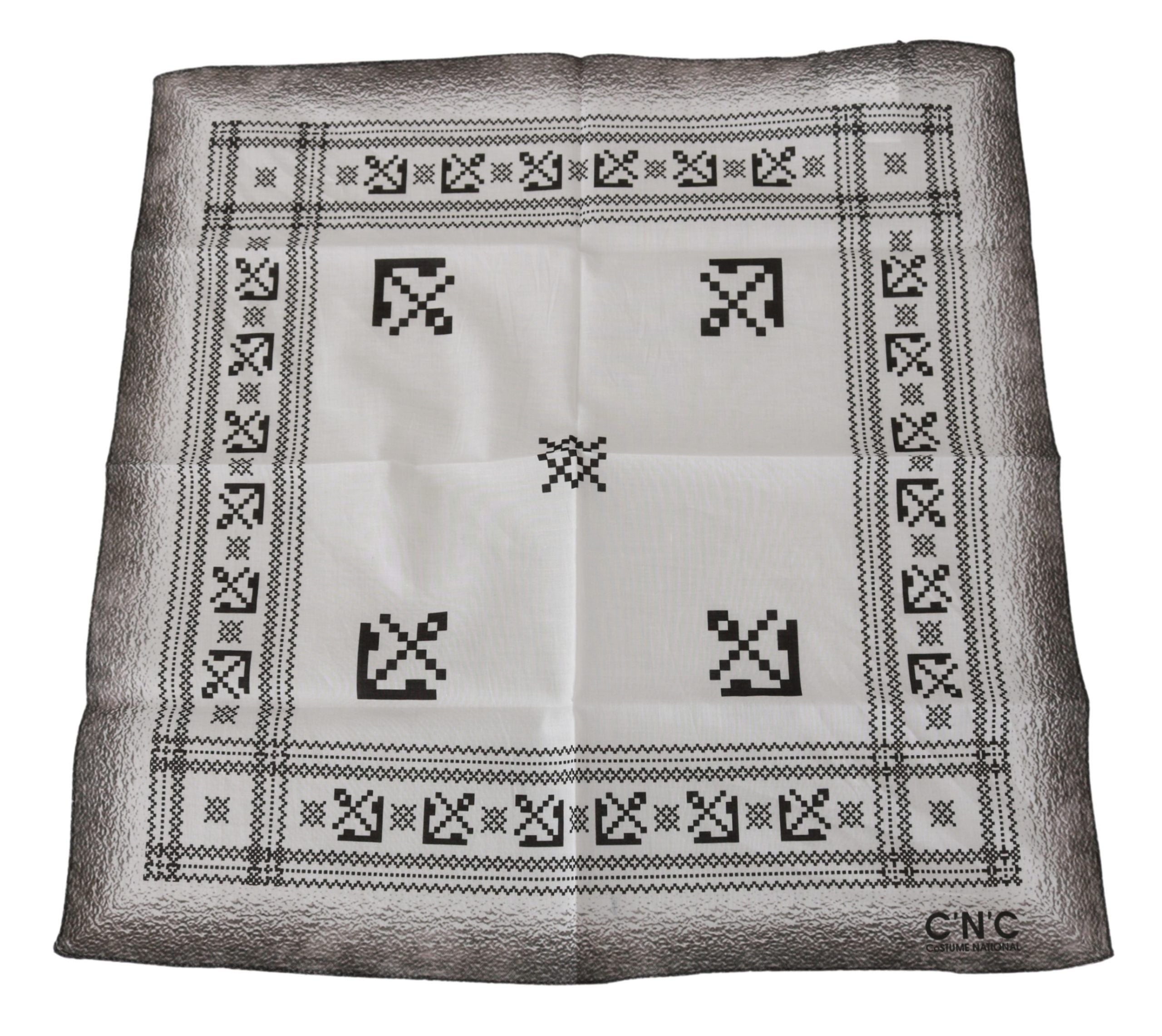 Bílý potištěný bavlněný šátek bandana