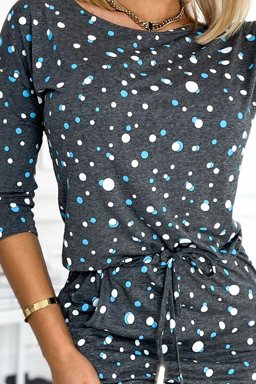 Sports dress with pockets – Dark Gray + Circles