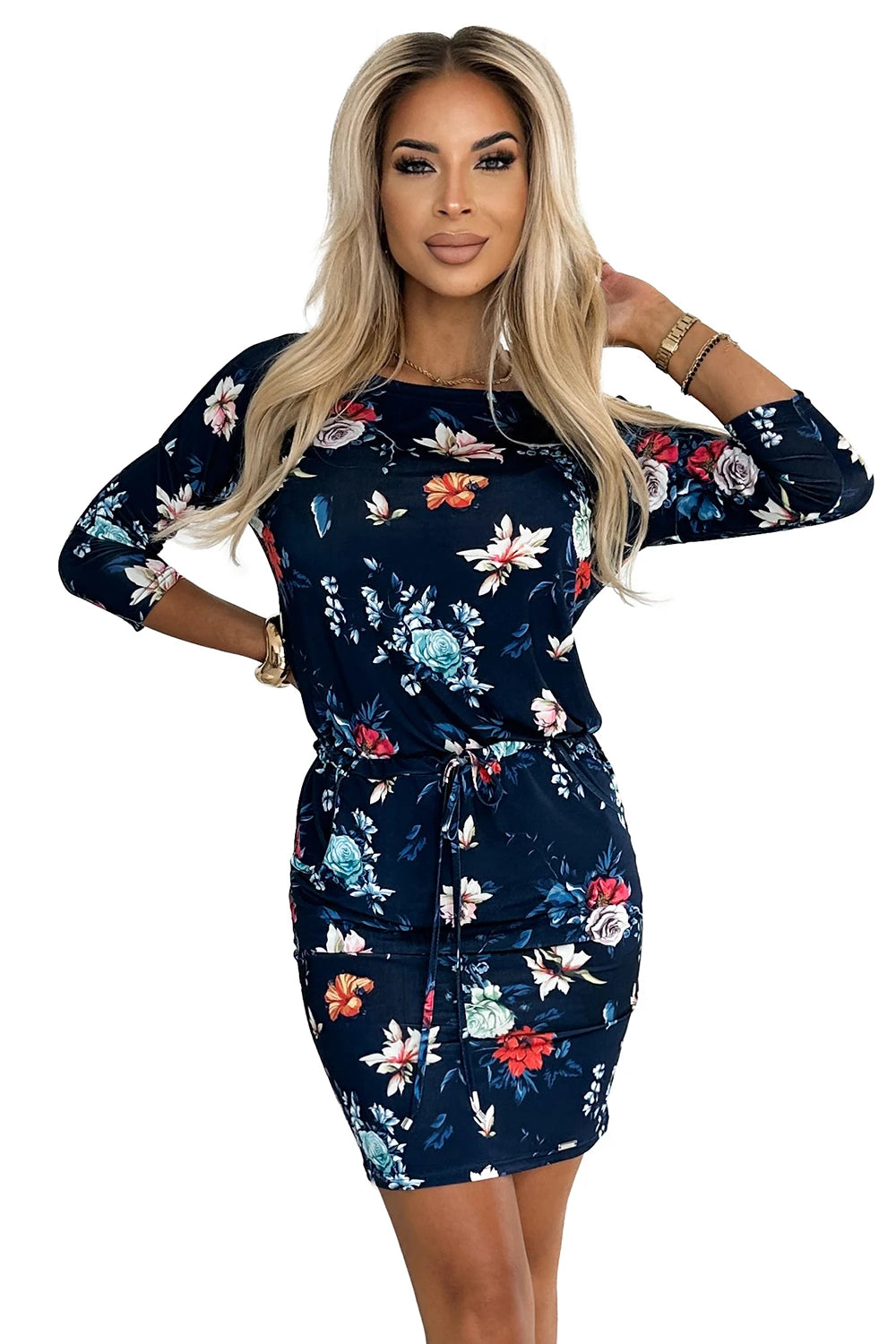 Sporty dress – Colorful Flowers On A Dark Blue Background