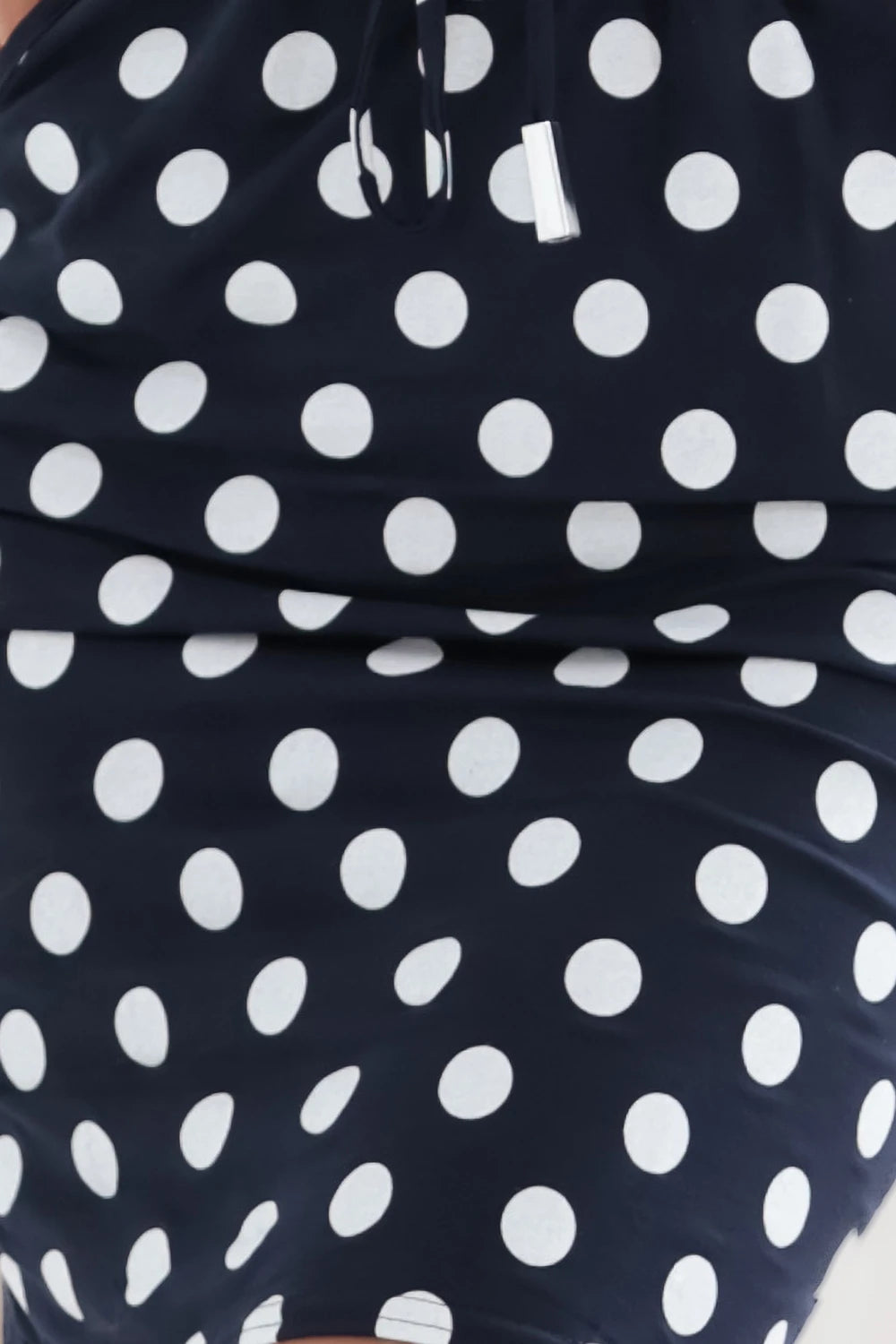 Sports dress with ties and pockets – Navy Blue With White Polka Dots