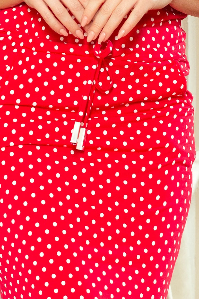 Sports dress with binding and pockets – Red + Polka Dots