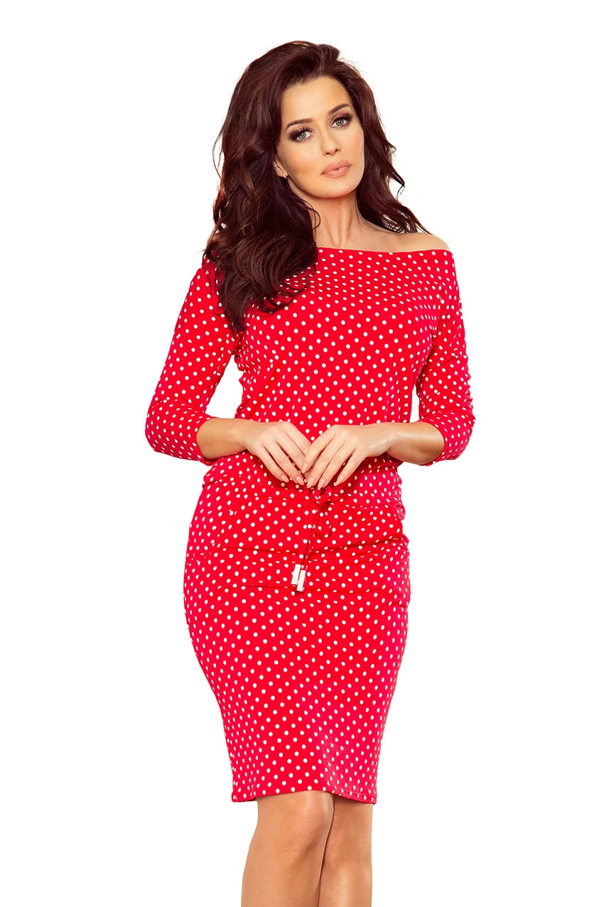 Sports dress with binding and pockets – Red + Polka Dots