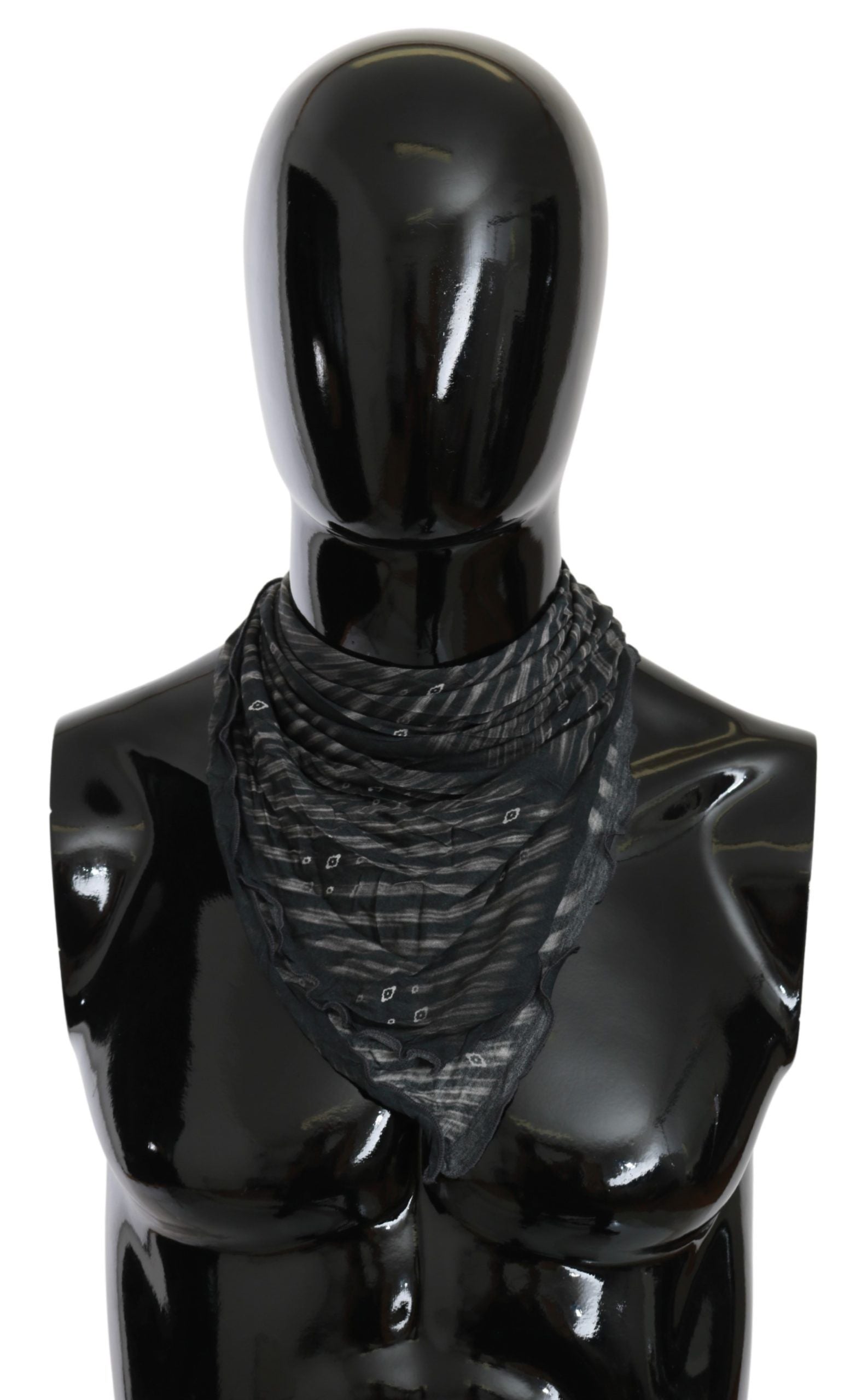 Černošedý viskózový šátek s logem Foulard