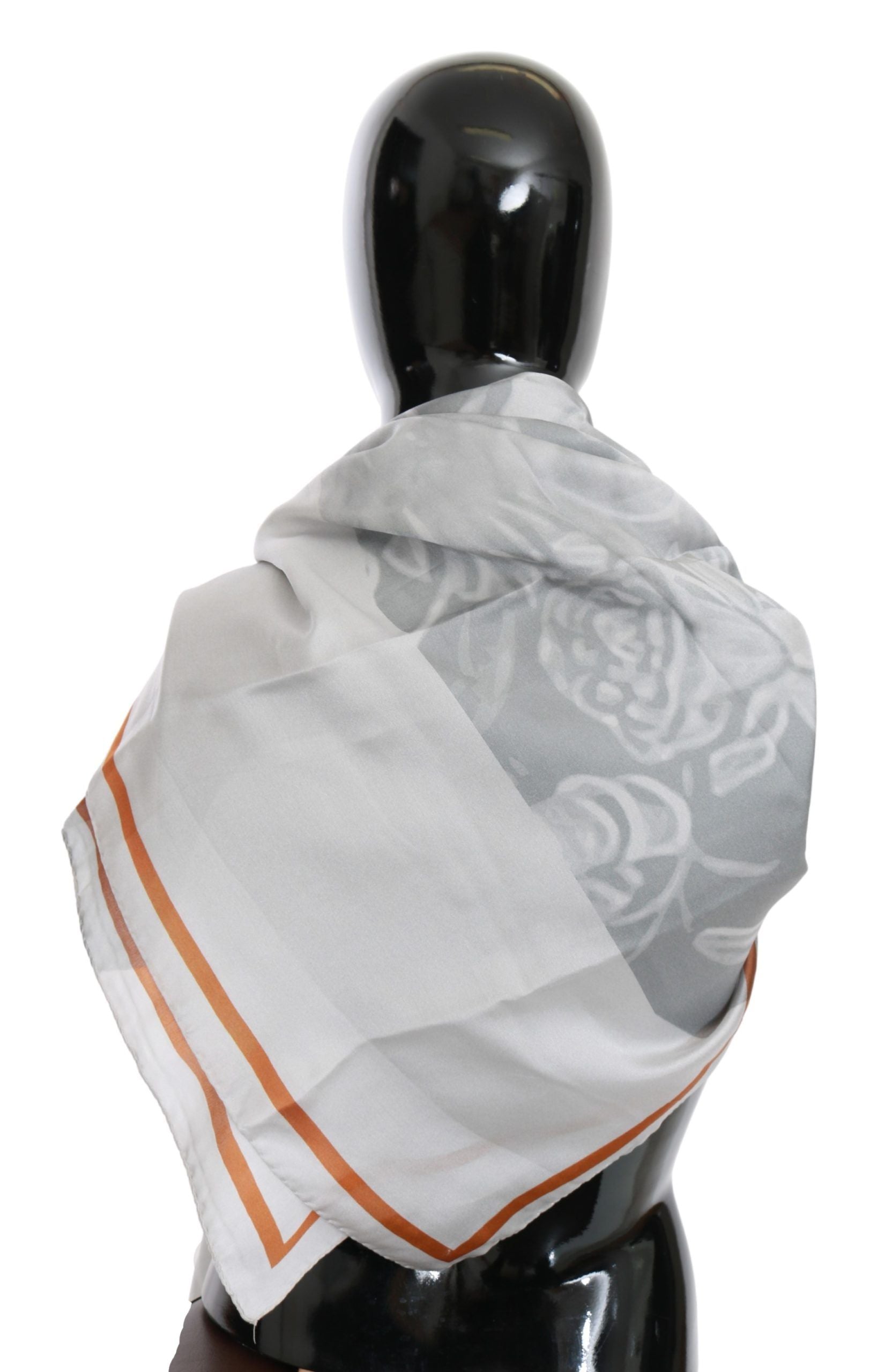 Šedočervený hedvábný šál Foulard Wrap