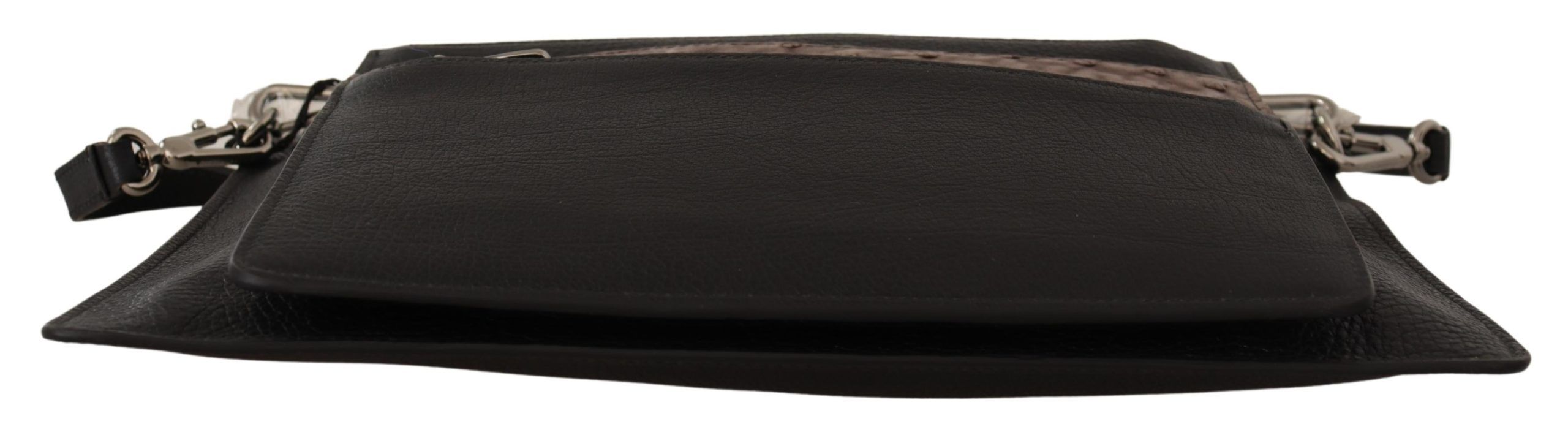 Černá exotická kožená kabelka přes rameno Alta Sartoria