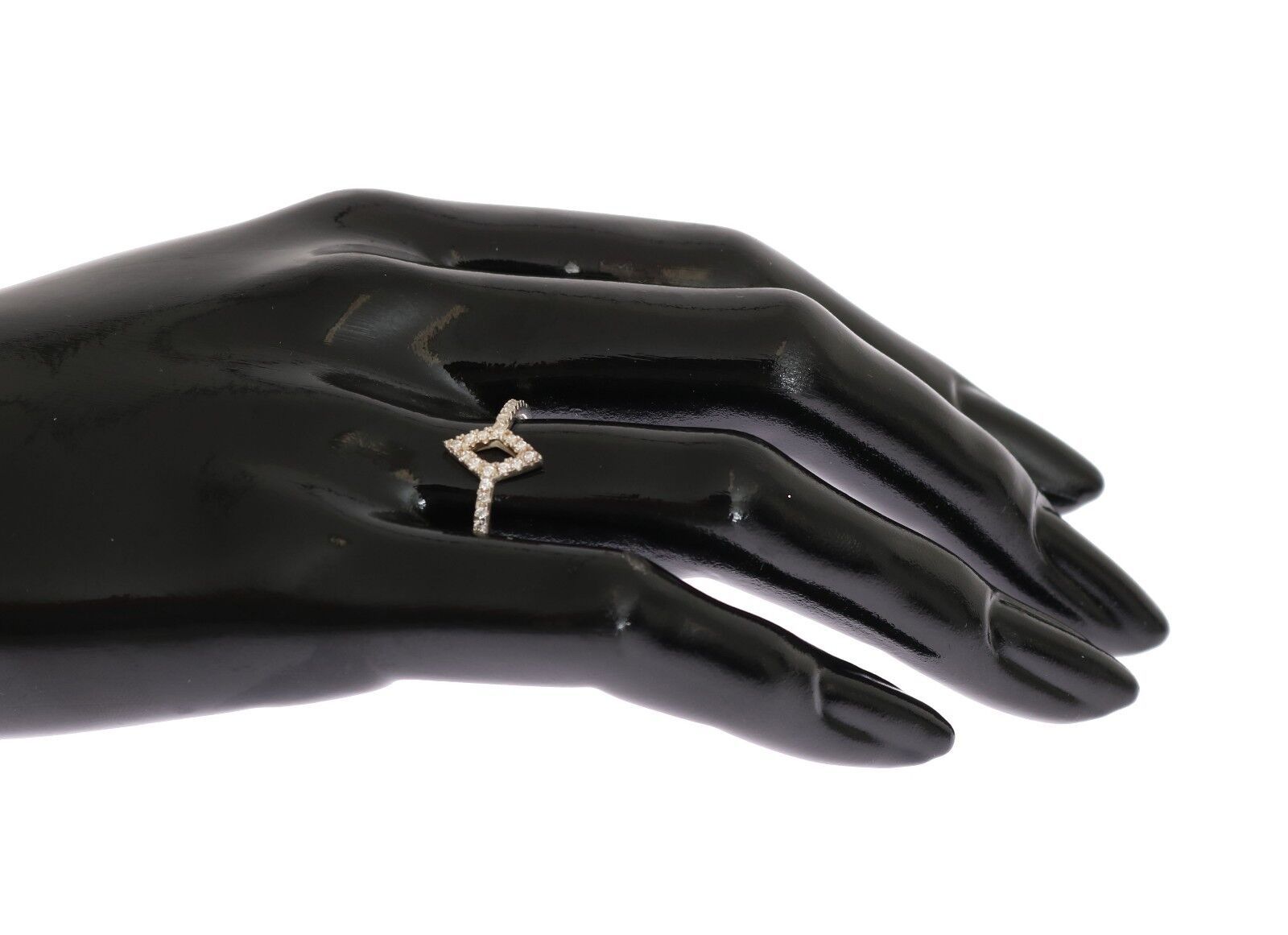 Dámský stříbrný prsten s kosočtvercovým vzorem, čirý, CZ 925