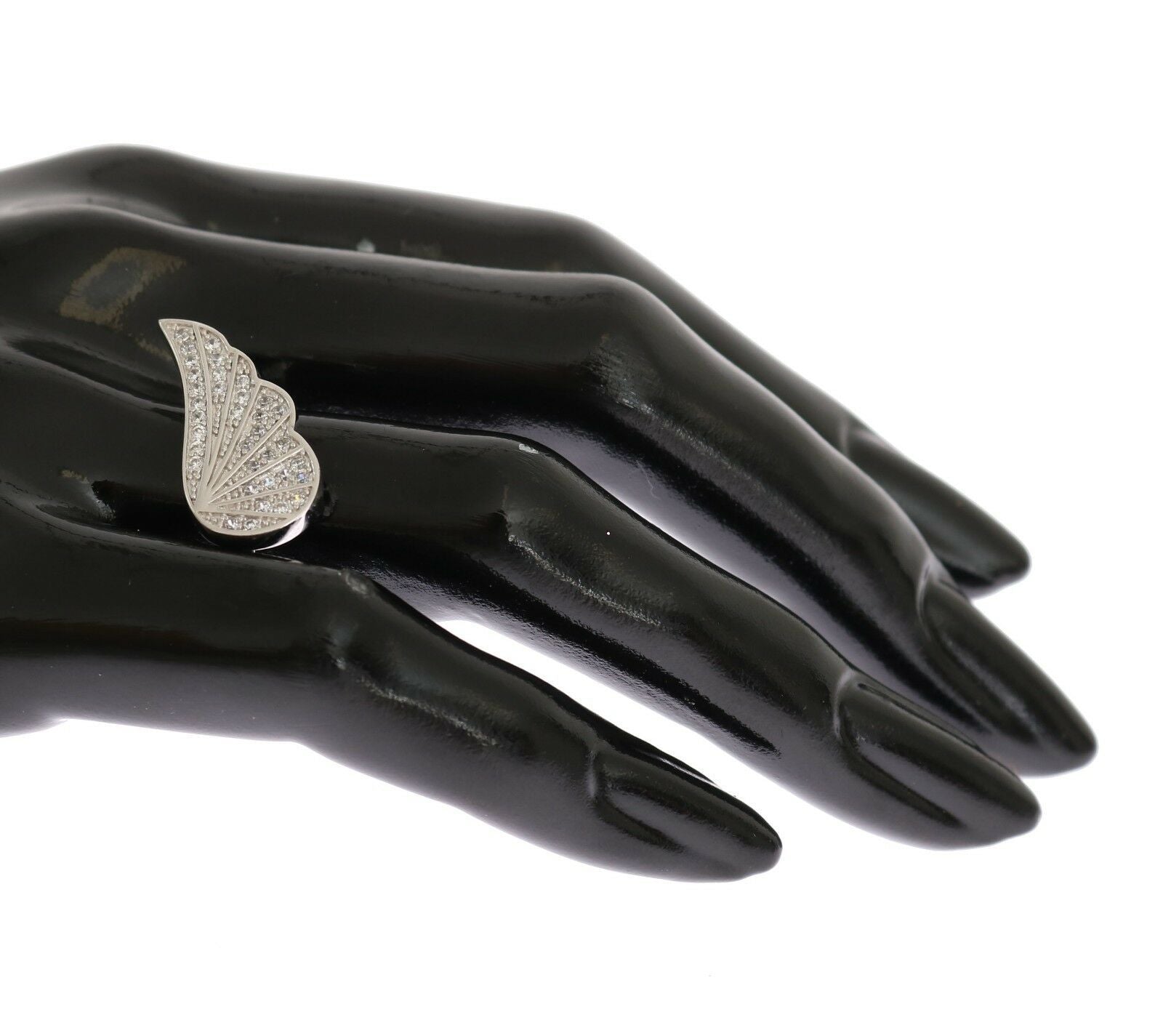 Dámský stříbrný prsten s křídly, čirý, CZ 925