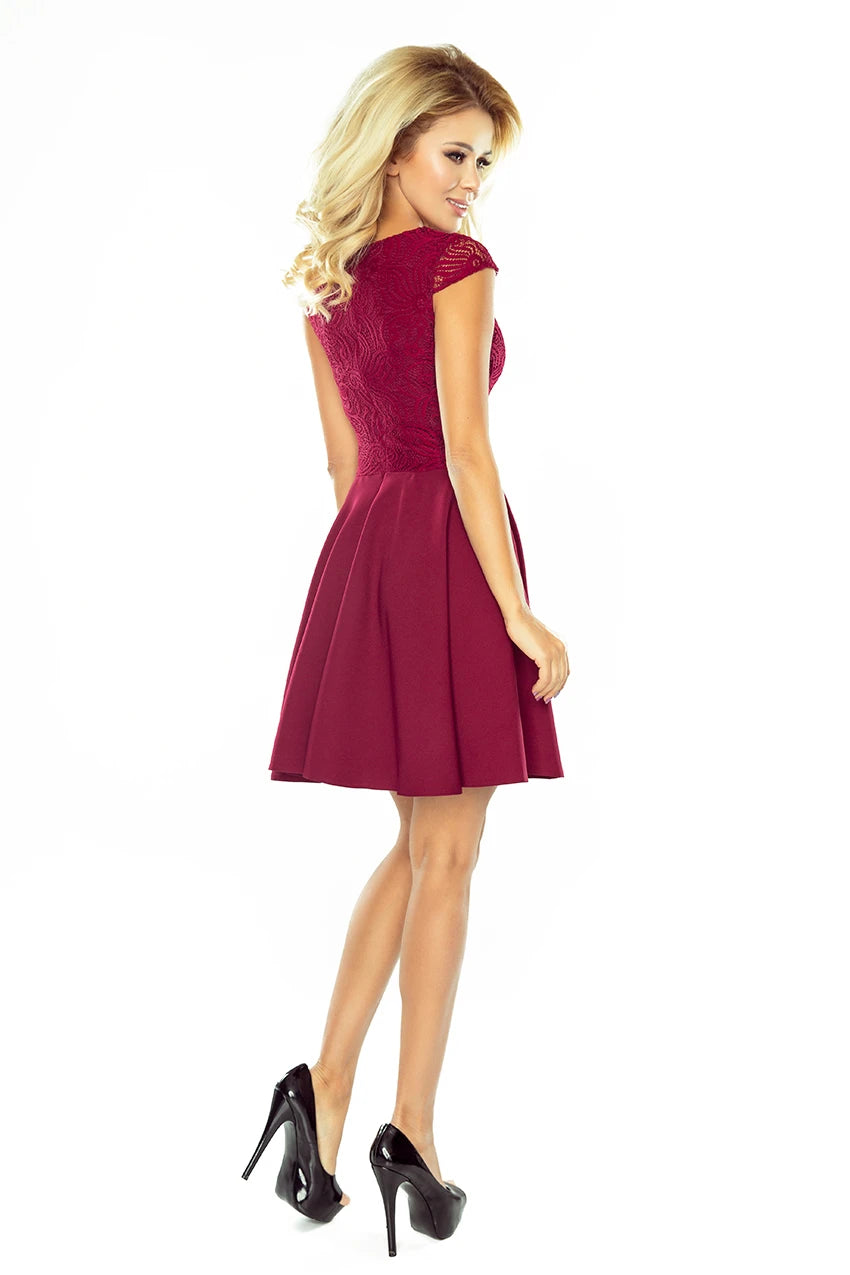 Dress MARTA with lace – Burgundy Color