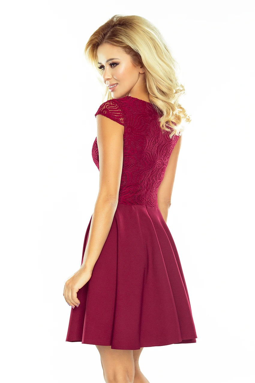 Dress MARTA with lace – Burgundy Color