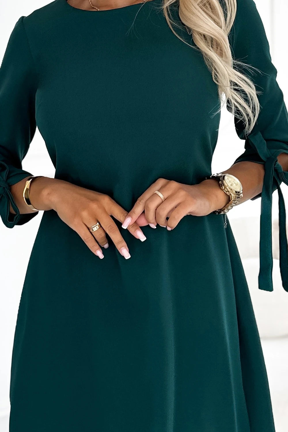ALICE Trapeze dress with bows – Green