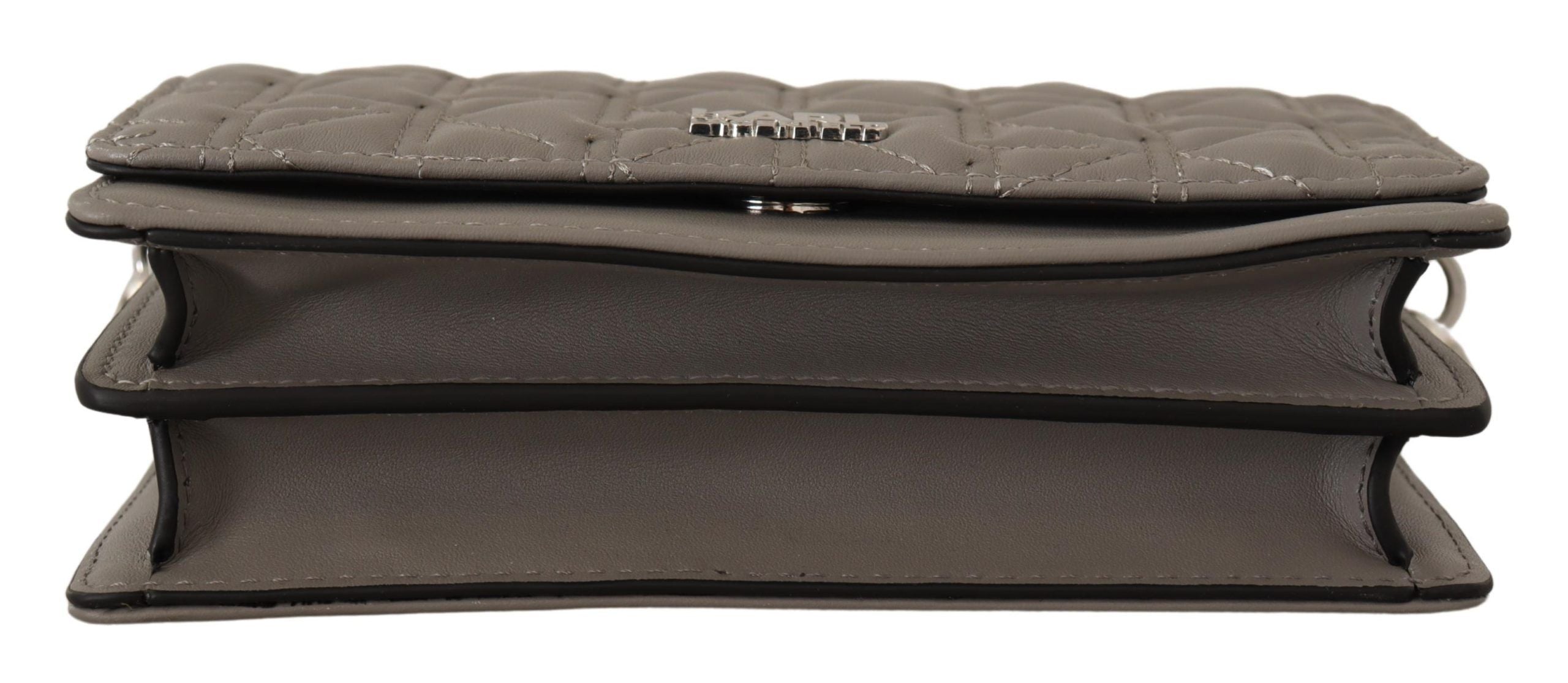 Elegantní šedá kožená crossbody kabelka